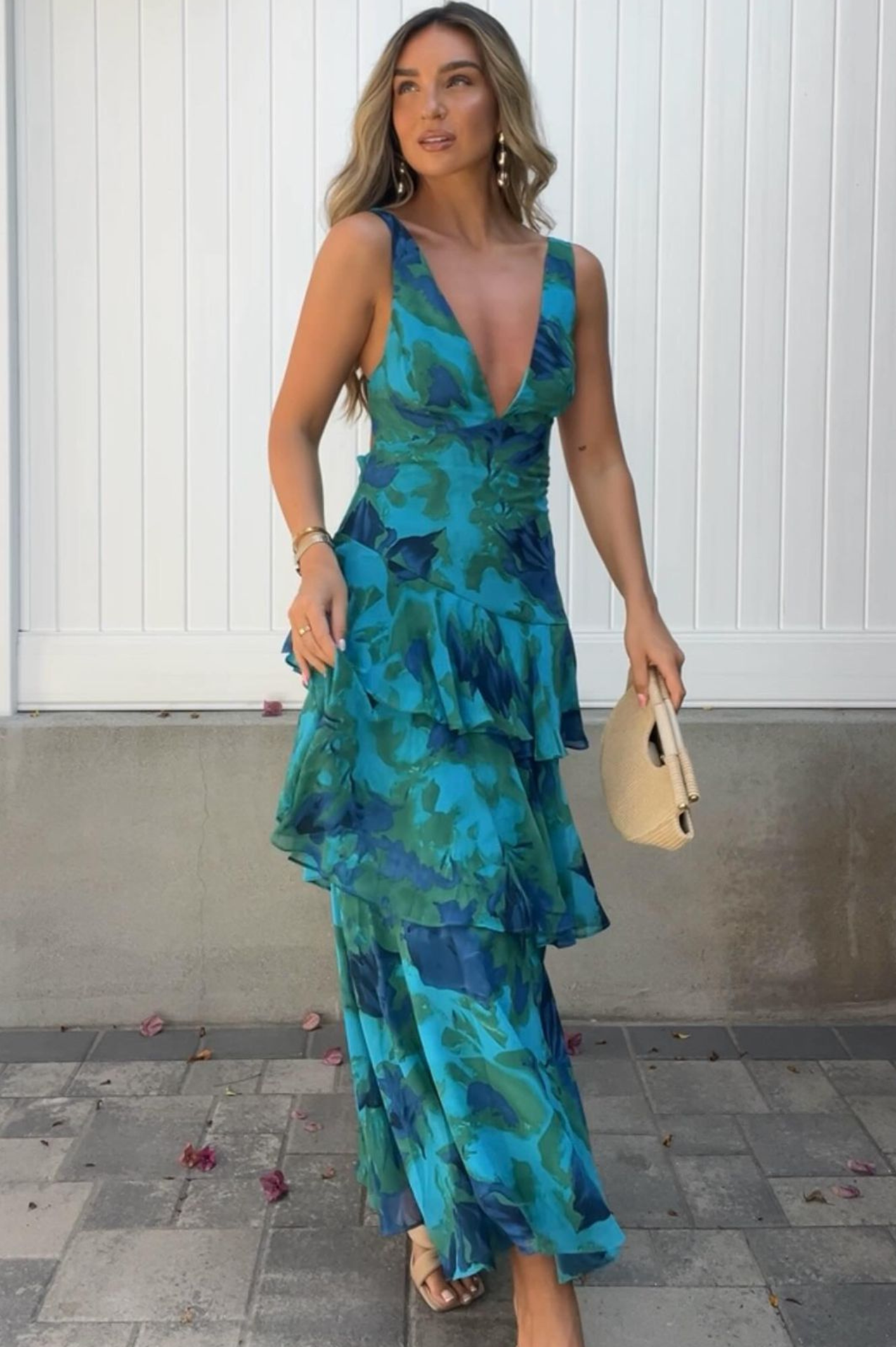 Alba Floral Print Maxi Dress | Green Print