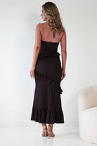 Alexa Ribbed Bodycon Maxi Dress Brown | Wedding Guest Dress | Bodycon | Maxi | Oh Hello Clothing