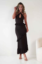 Alexa Ribbed Bodycon Maxi Dress Brown | Wedding Guest Dress | Bodycon | Maxi | Oh Hello Clothing