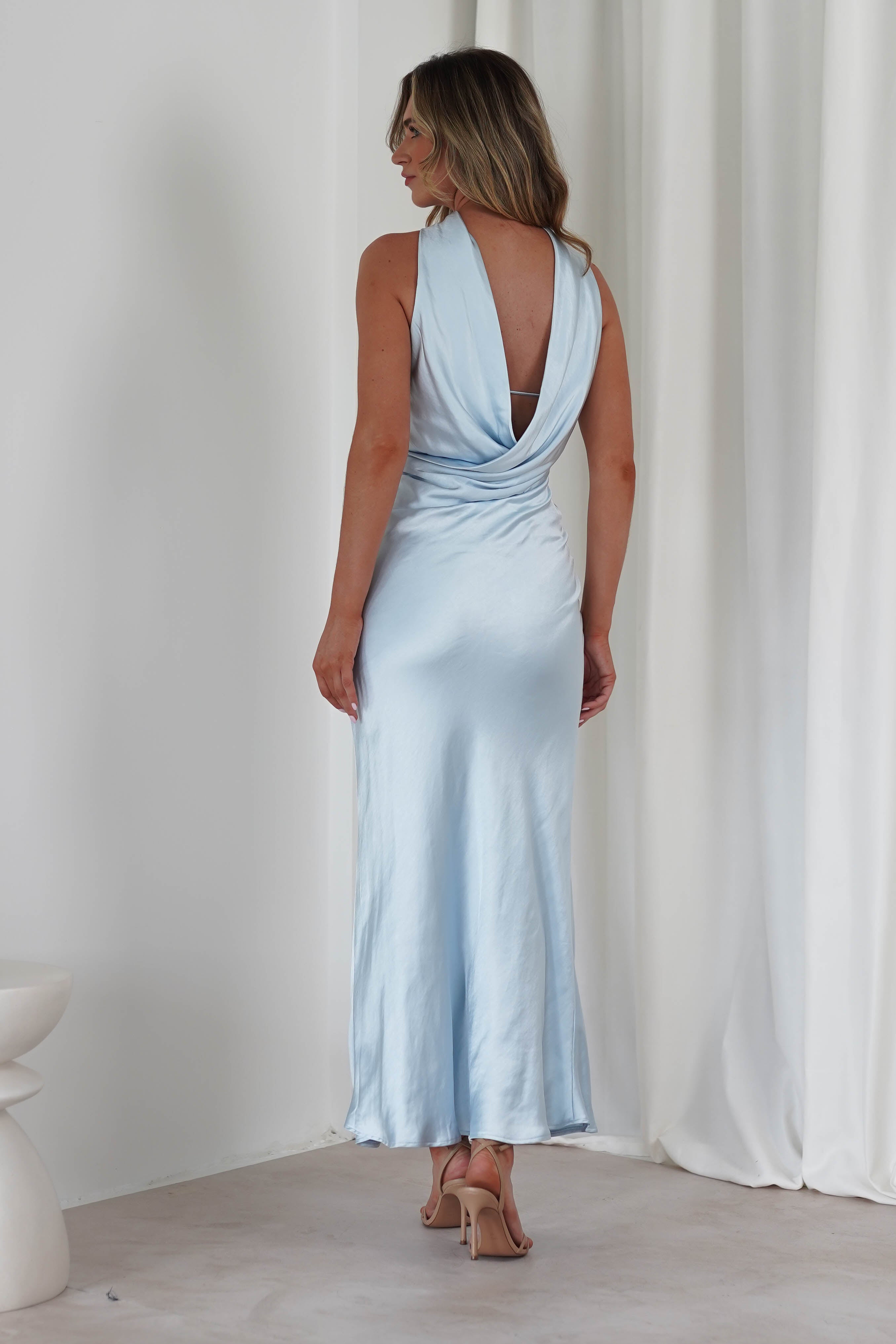 Alice Soft Satin Maxi Dress | Light Blue