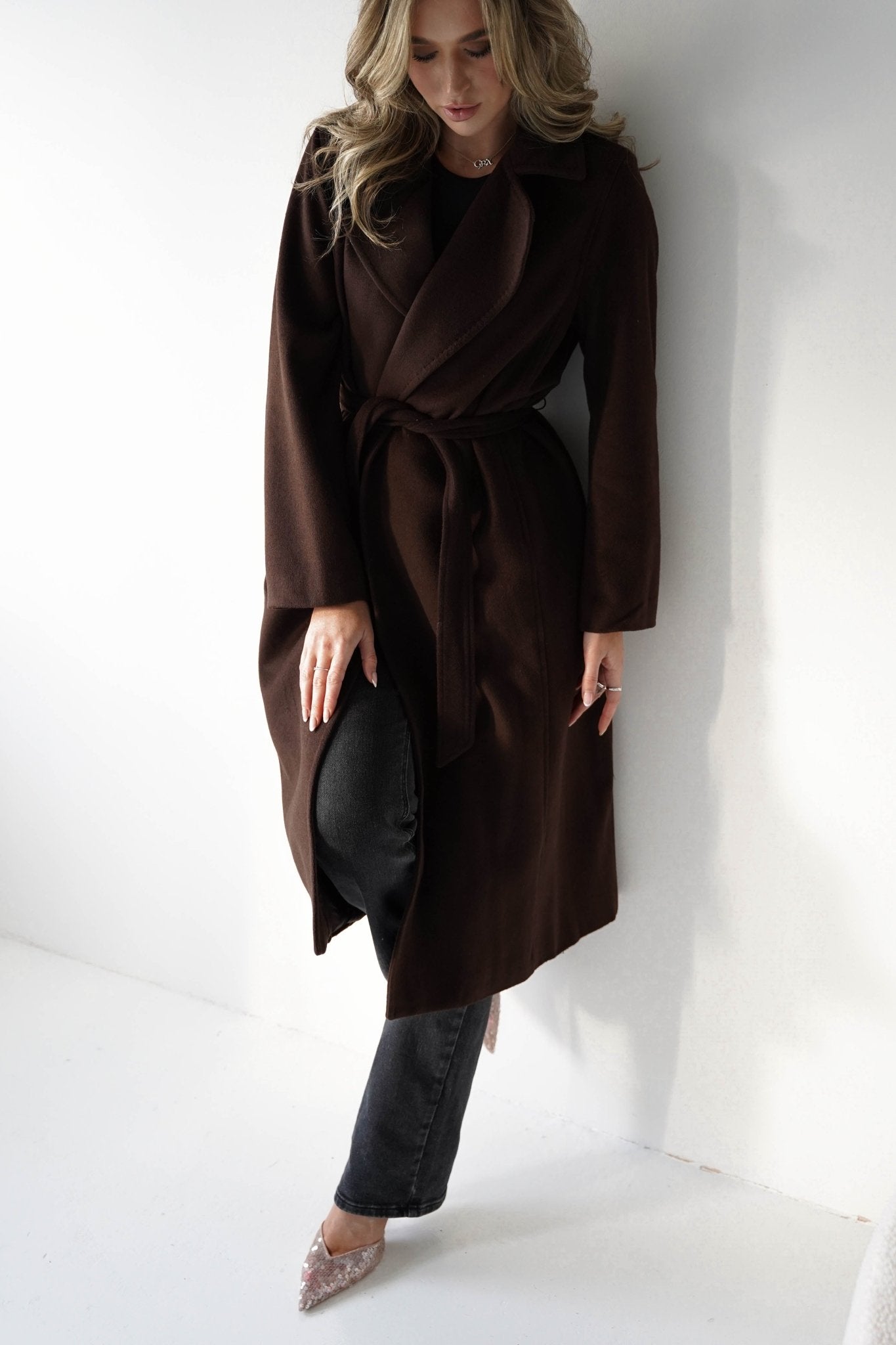 Alicia Belted Wool Coat | Dark Brown – Oh Hello Clothing