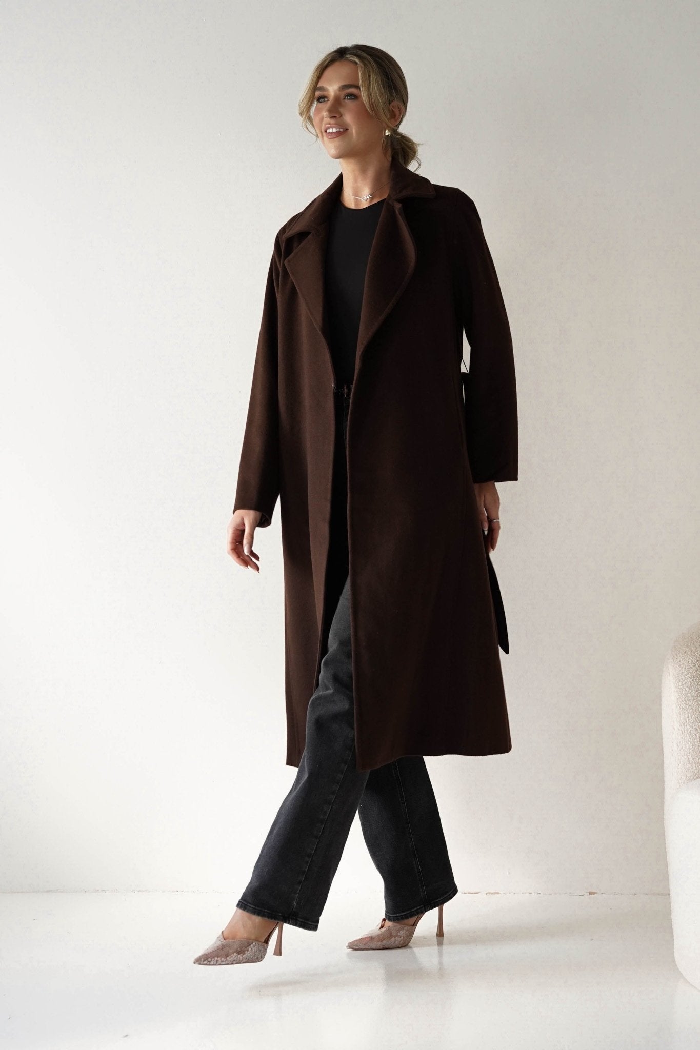 Oh Hello Clothing Blazer & Coats 1*DONE-ATTENTIF-M2533- CHOC/DARK BROWN COAT