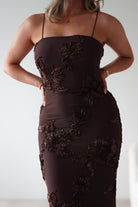 Alvana Floral Appliqué Maxi Dress Brown | Wedding Guest Dress | Maxi | Oh Hello Clothing