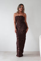 Alvana Floral Appliqué Maxi Dress Brown | Wedding Guest Dress | Maxi | Oh Hello Clothing