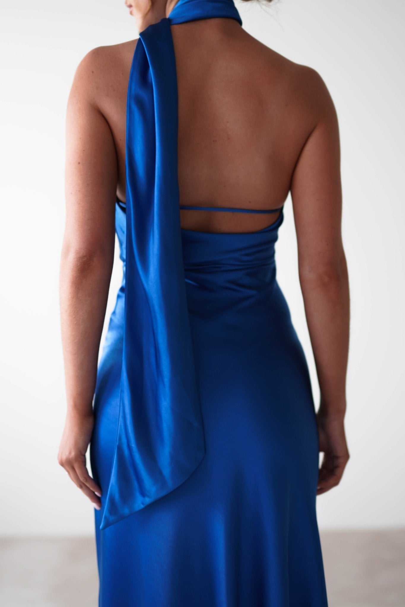 Amelda Soft Satin Maxi Gown Dress | Cobalt Blue | Oh Hello Clothing | XS (6)