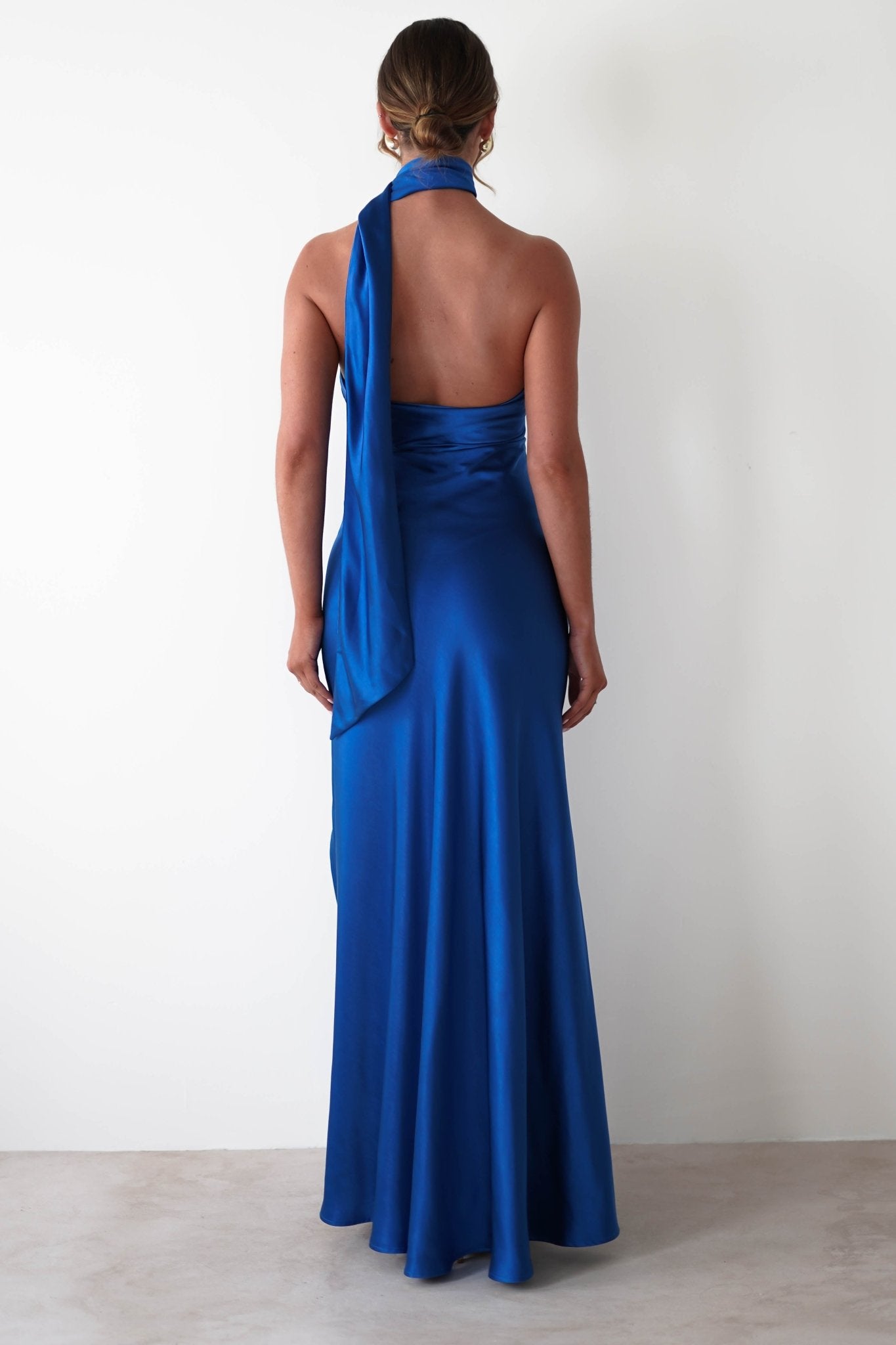 Amelda Soft Satin Maxi Gown Dress | Cobalt Blue | Oh Hello Clothing | XS (6)