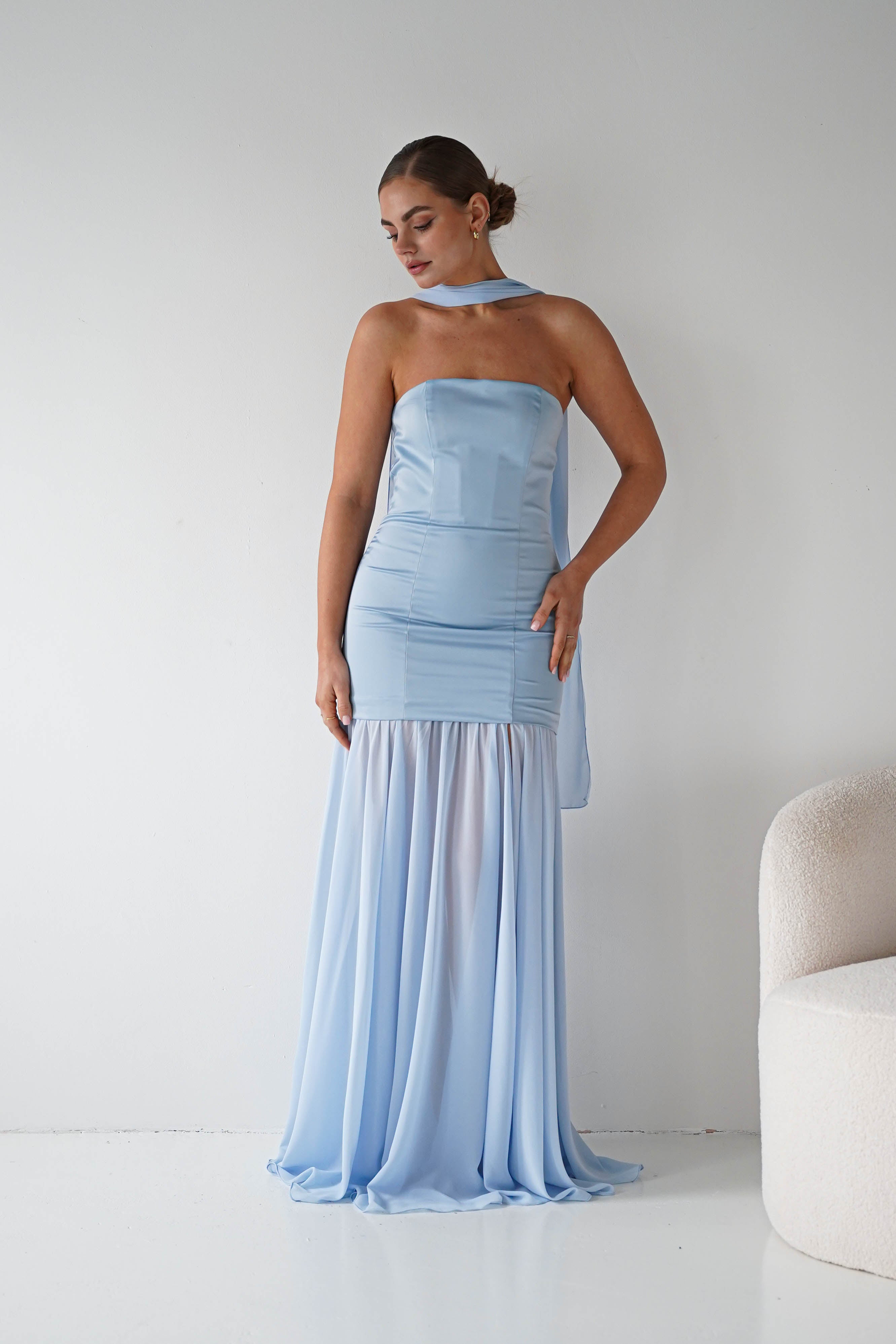 Oh Hello Clothing Women > Clothing > Dresses Amora Strapless Structured Maxi Dress | Blue