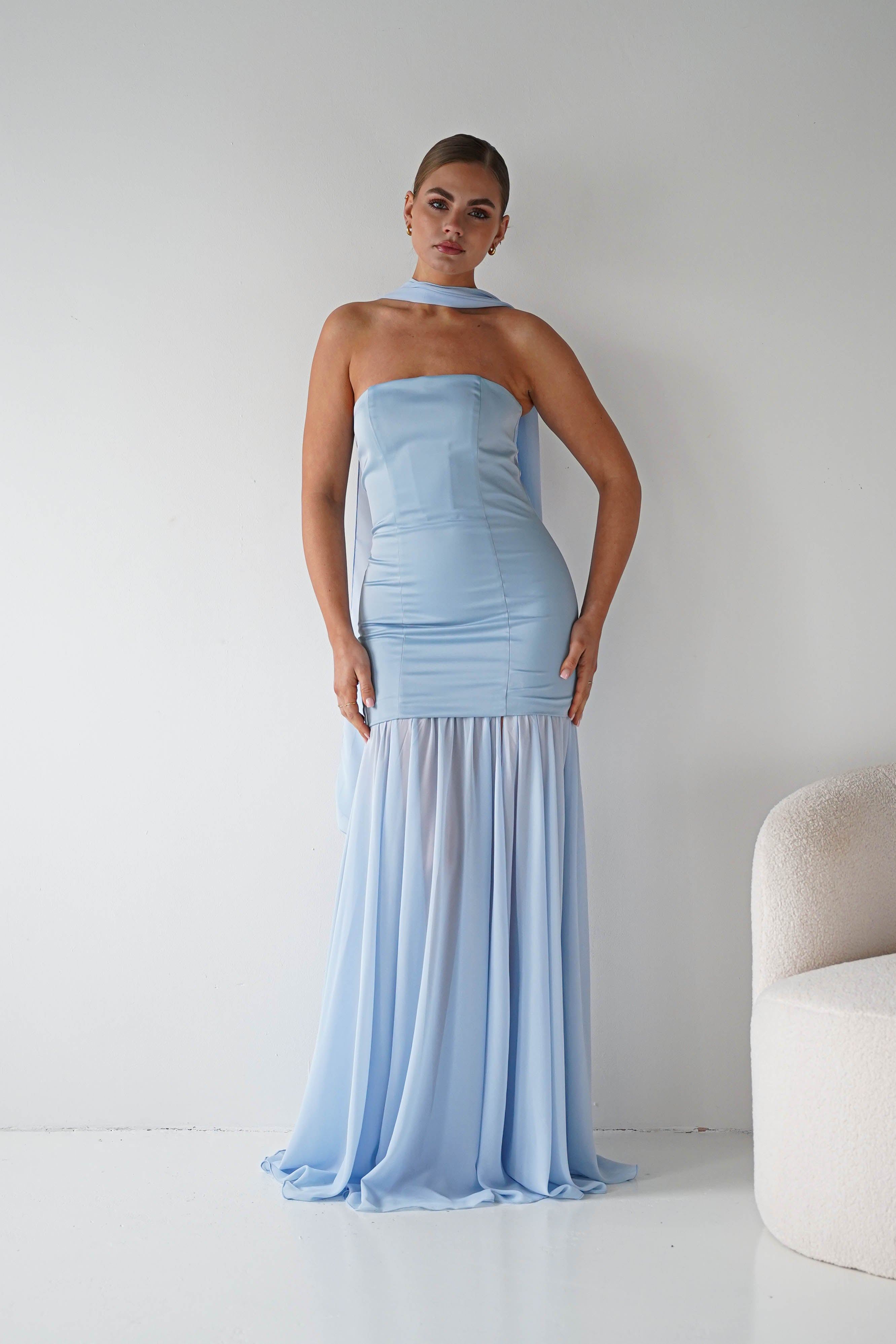 Oh Hello Clothing Women > Clothing > Dresses Amora Strapless Structured Maxi Dress | Blue