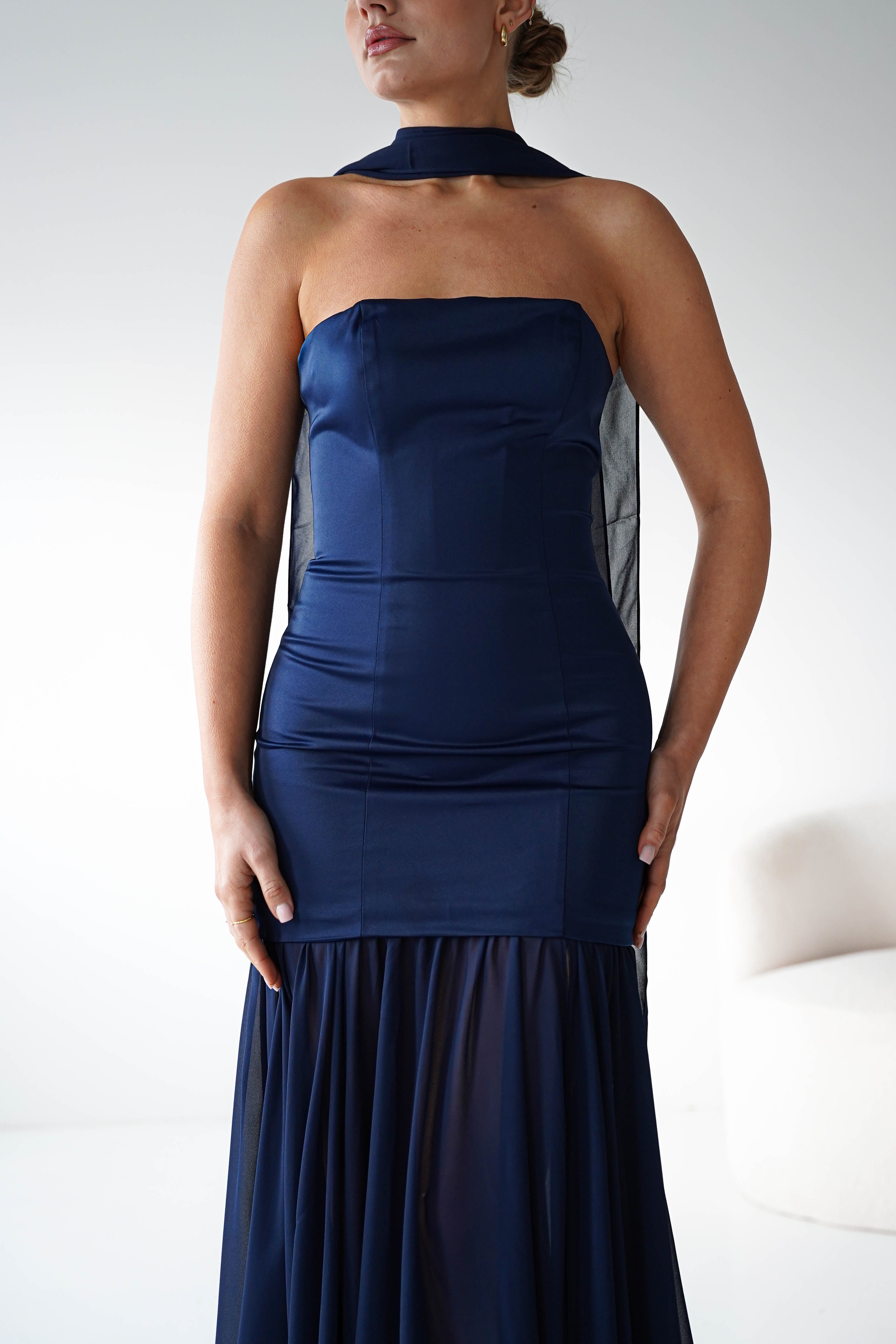 Oh Hello Clothing Women > Clothing > Dresses Amora Strapless Structured Maxi Dress | Navy