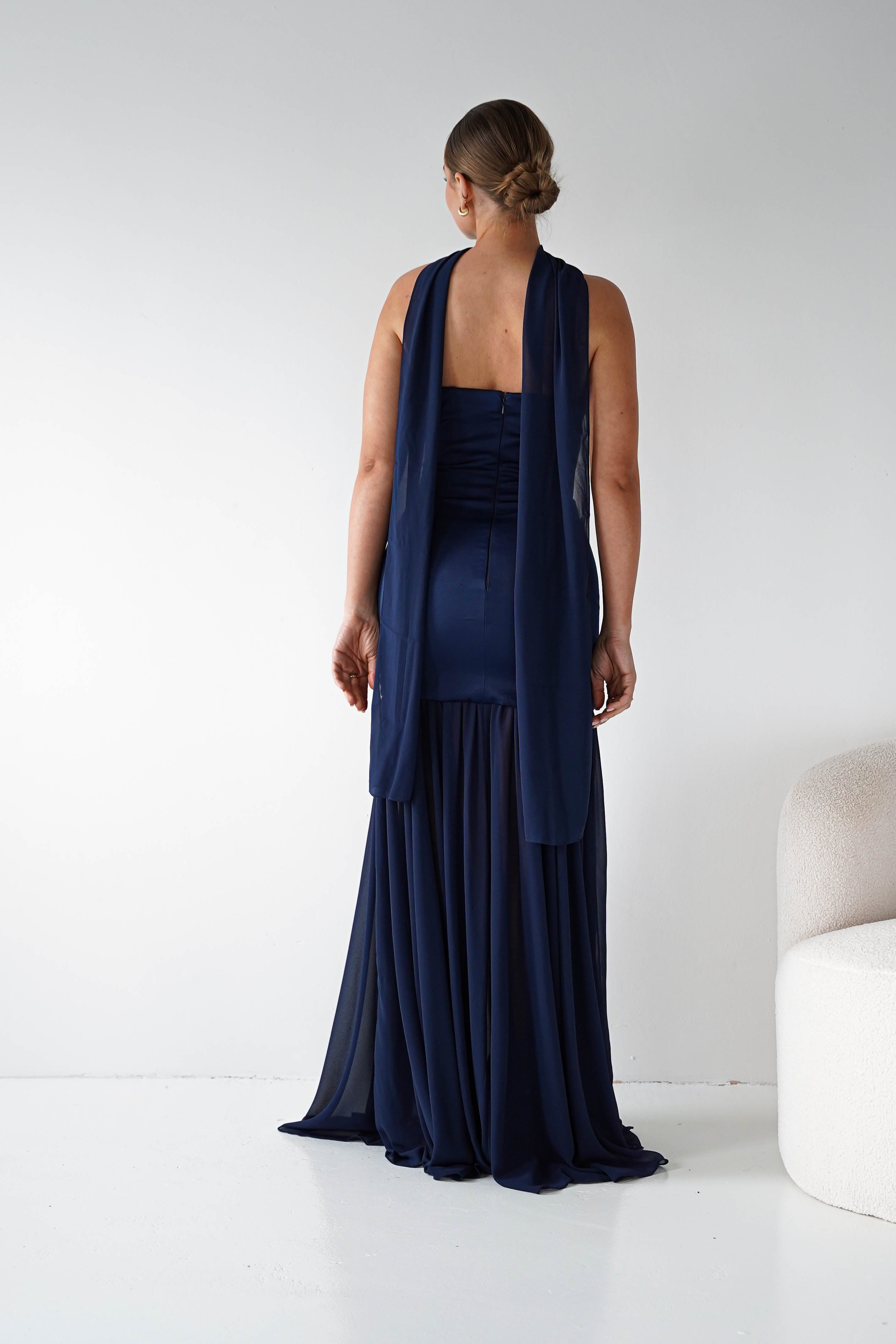 navy blue dress strapless Amora Strapless Structured Maxi Dress | Navy