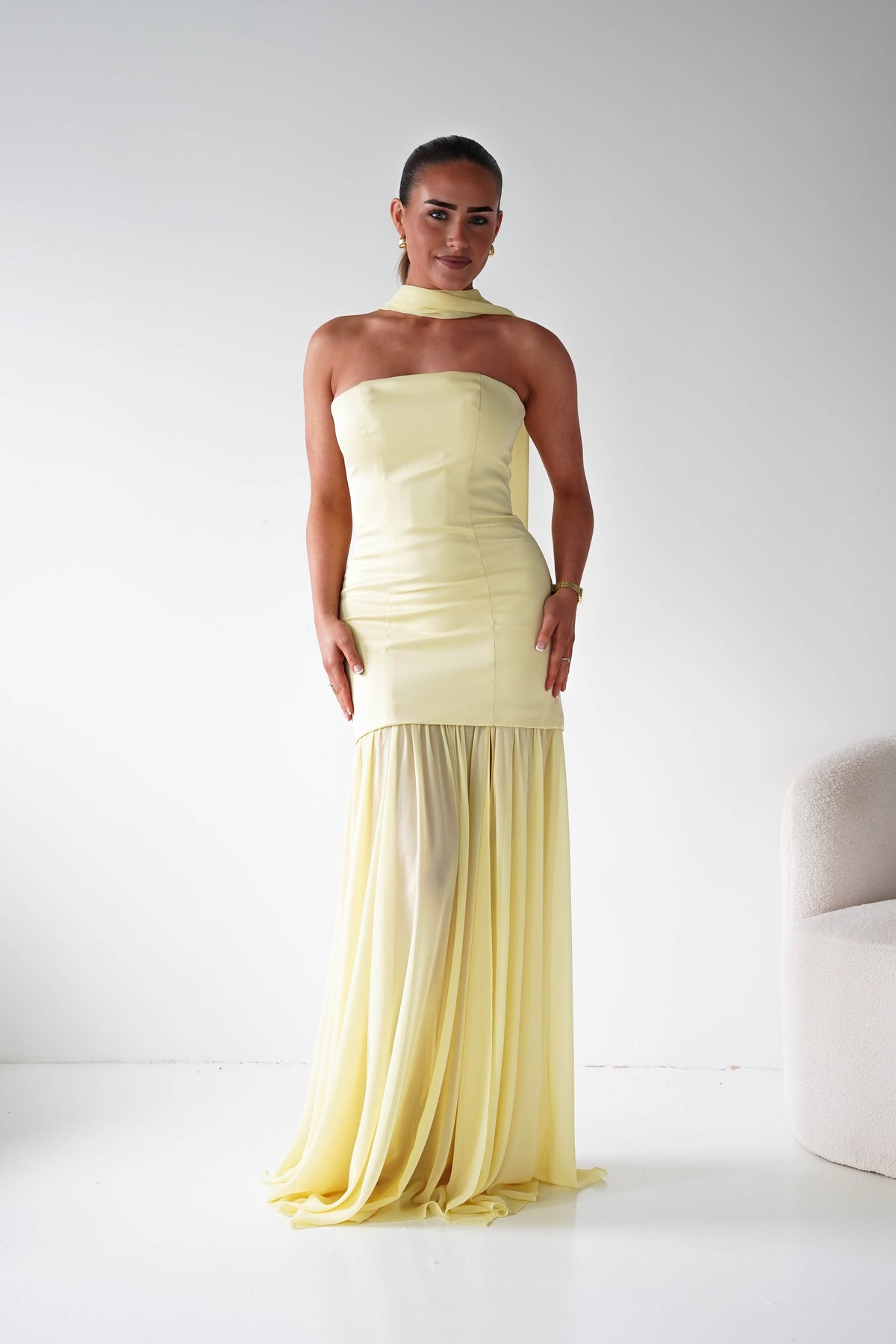 knee length dresses for ladies Masterpiece Strapless Maxi Dress | Yellow | Womens main image 0