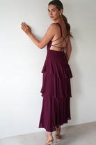 Andalusia Ruffle Maxi Dress Wine | Wedding Guest Dress | Maxi | Oh Hello Clothing