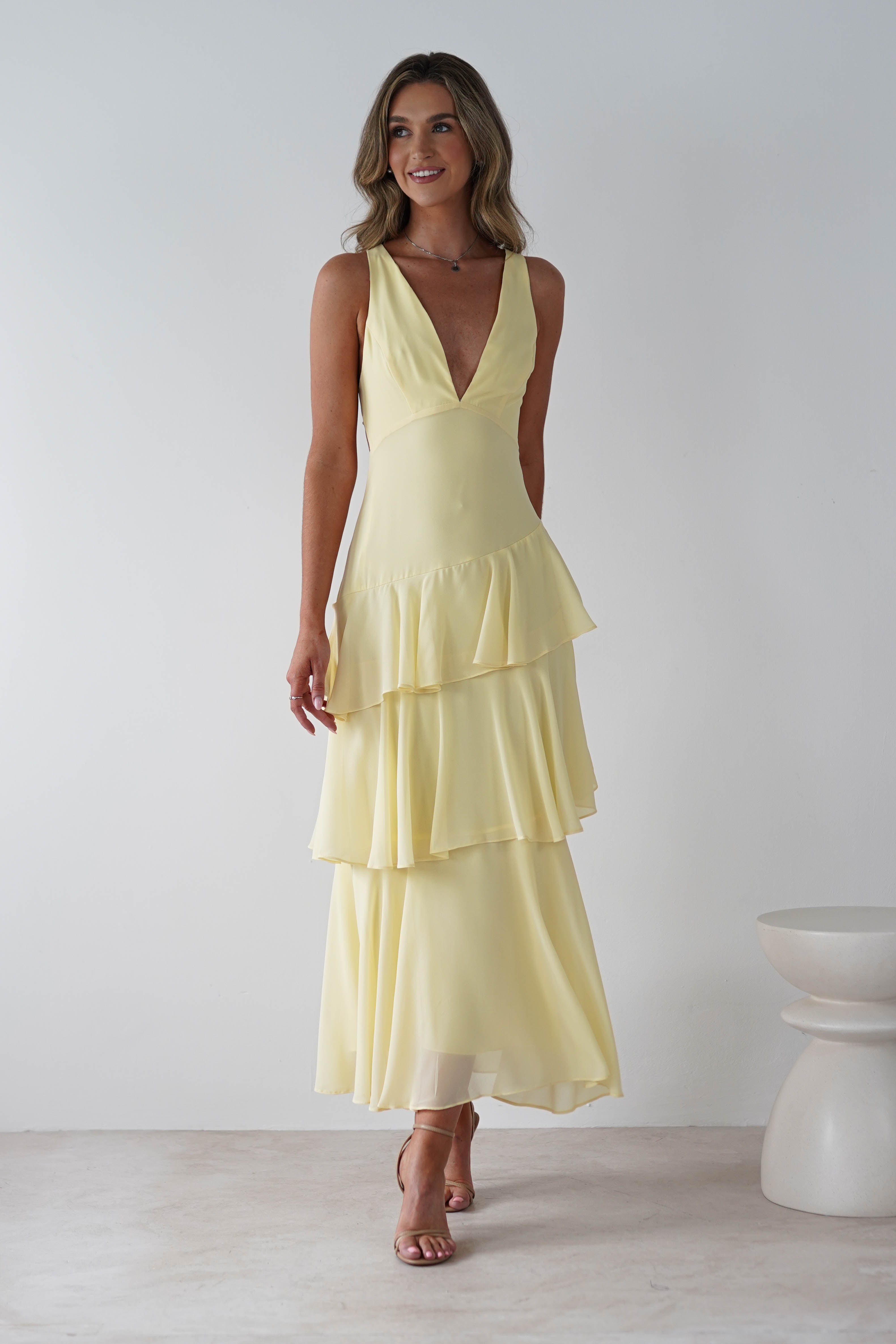 Andalusia Ruffle Maxi Dress | Yellow | Oh Hello Clothing | XS (6)