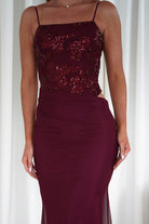 Angela Sequin Mesh Maxi Dress | Wine | Wedding Guest Dress | Oh Hello | Oh Hello Clothing