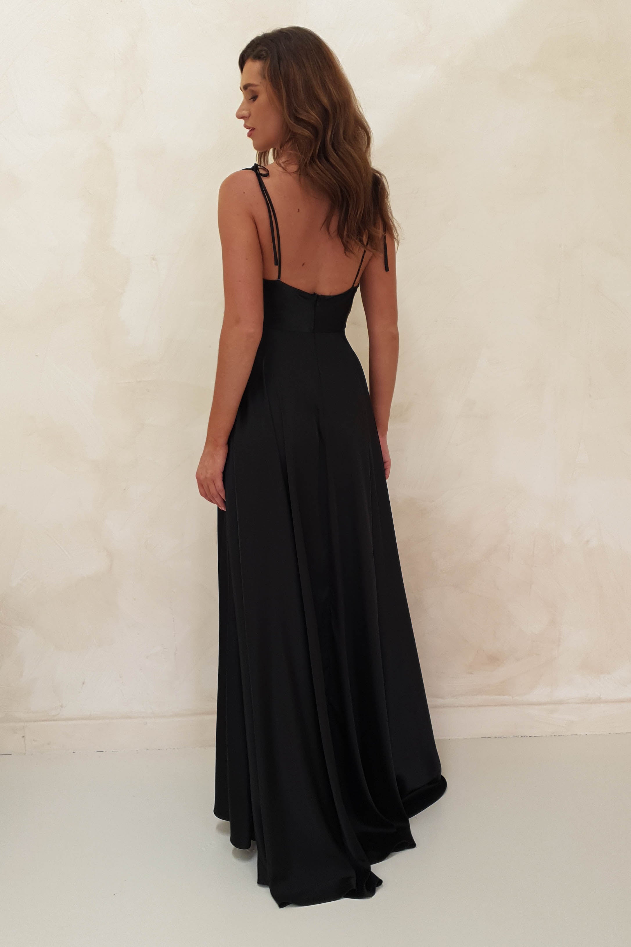 Anna Cowl Neckline Gown | Black