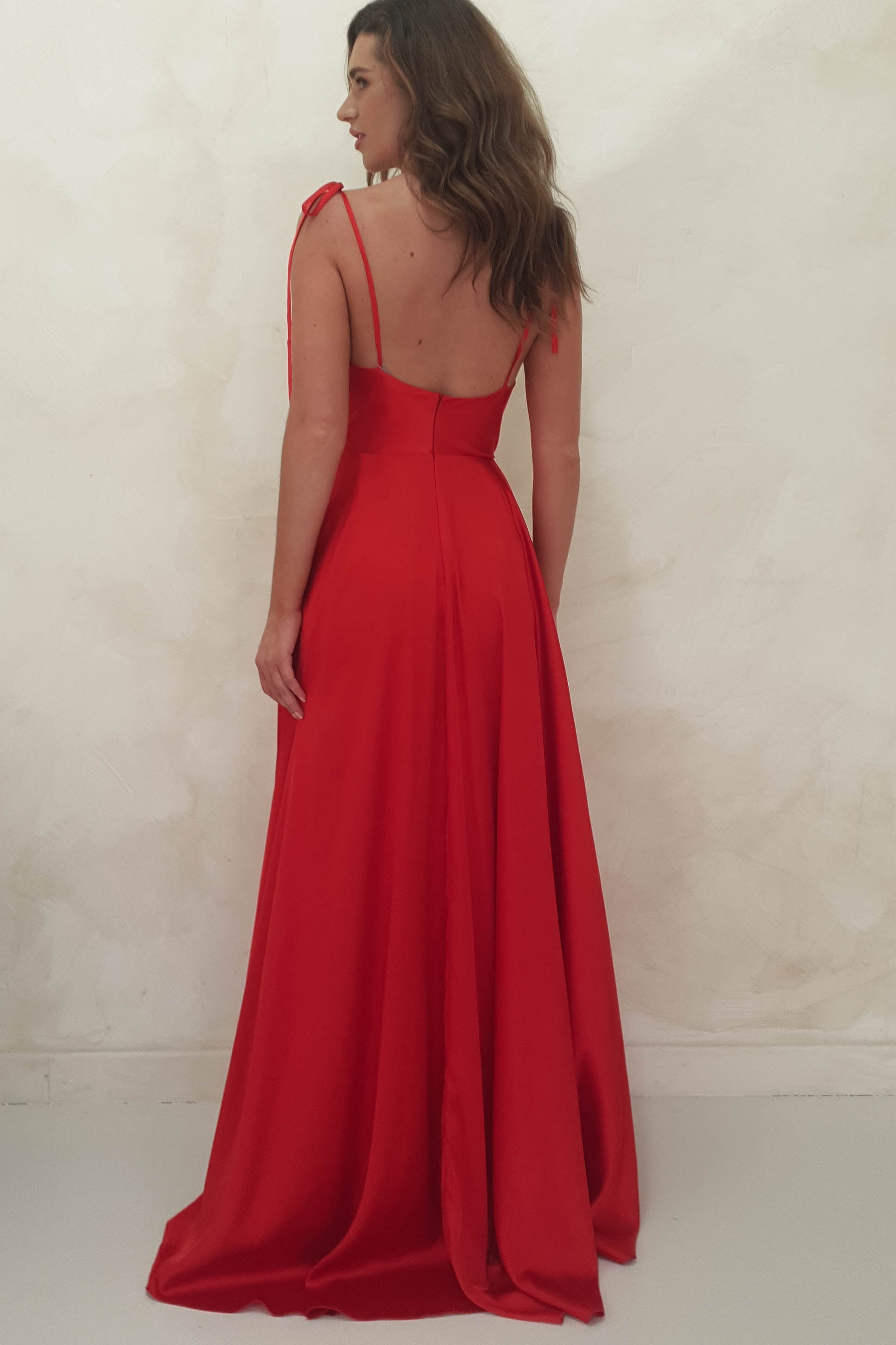 Anna Cowl Neckline Gown | Red