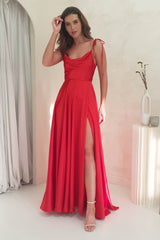 Anna Cowl Neckline Gown | Red