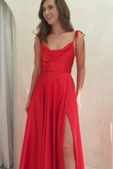Anna Cowl Neckline Gown | Red