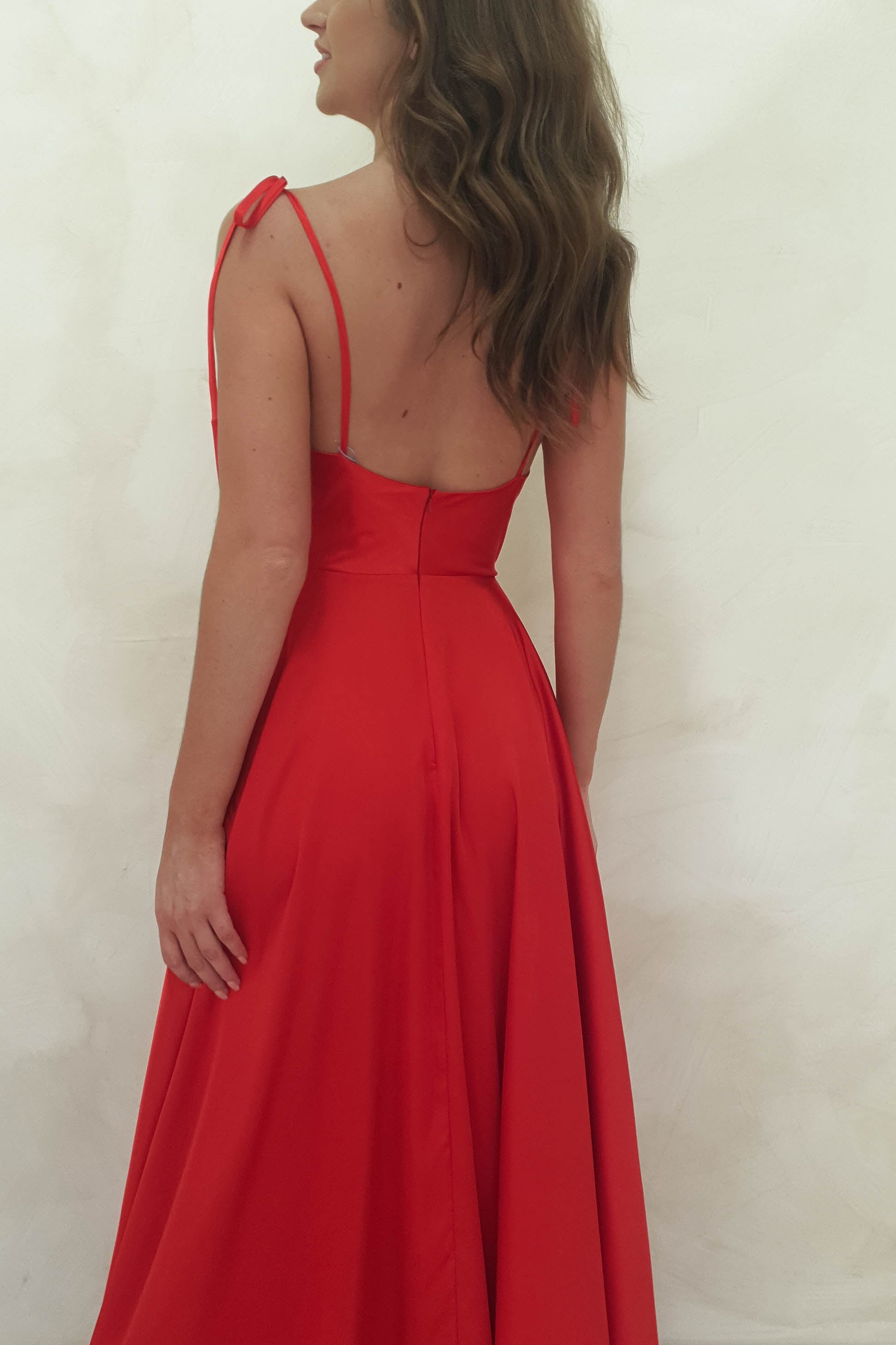 Anna Cowl Neckline Gown | Red