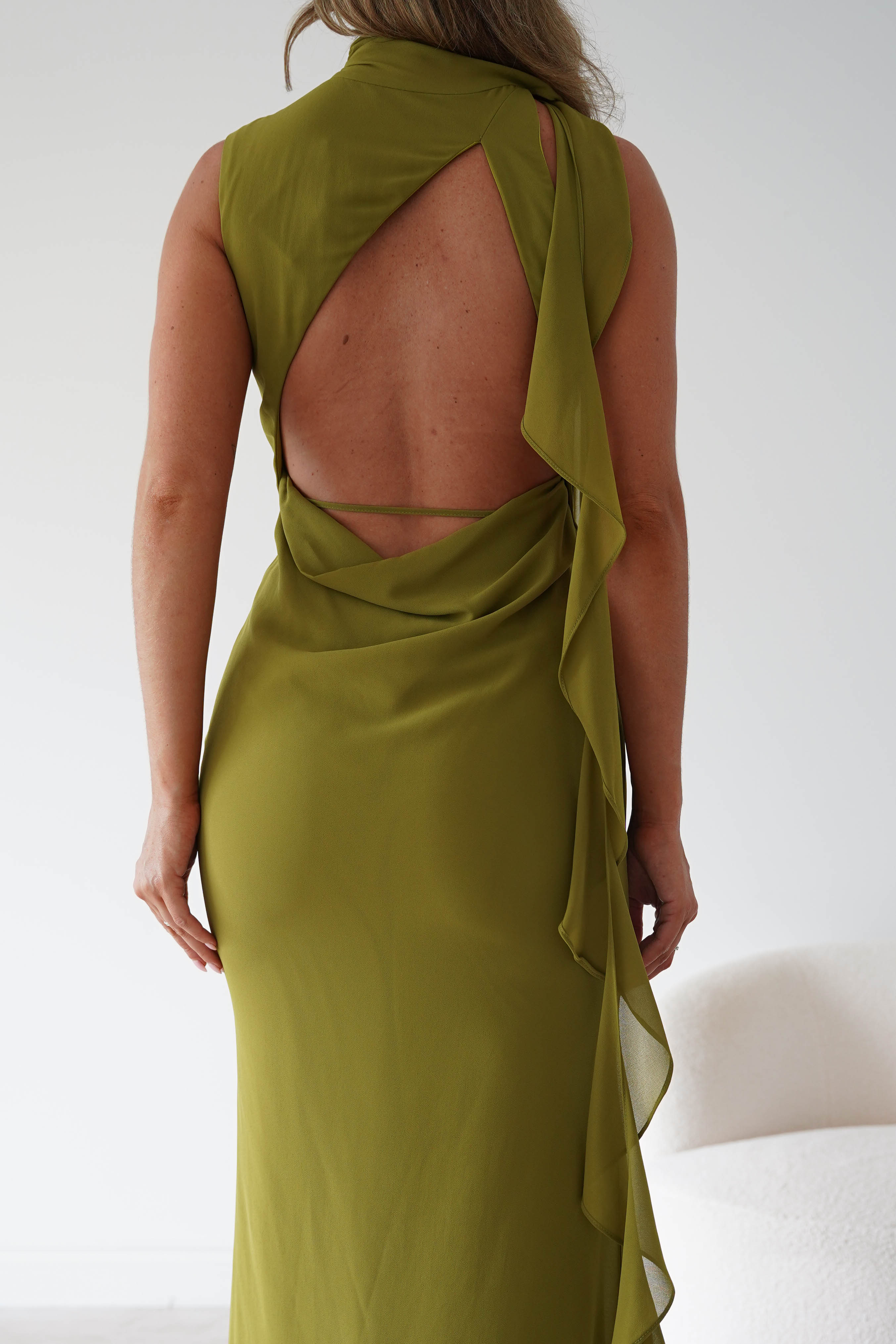 Oh Hello Clothing Women > Clothing > Dresses Aoife Draped Rosette Maxi Dress | Chartreuse Green