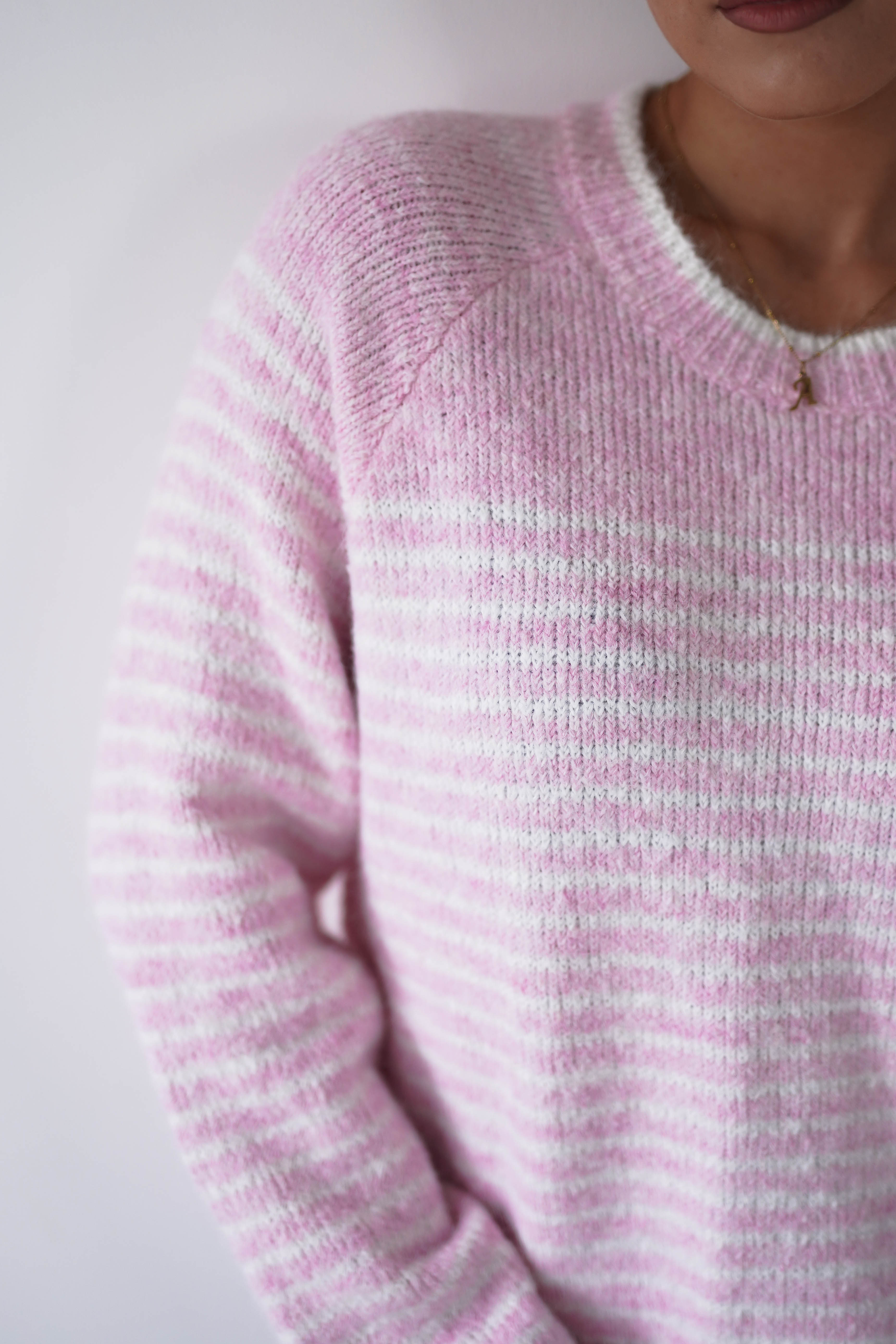 Oh Hello Clothing Women > Clothing > Knitwear ONE SIZE (6/12) Aria Striped Cosy Knit Jumper | Pink
