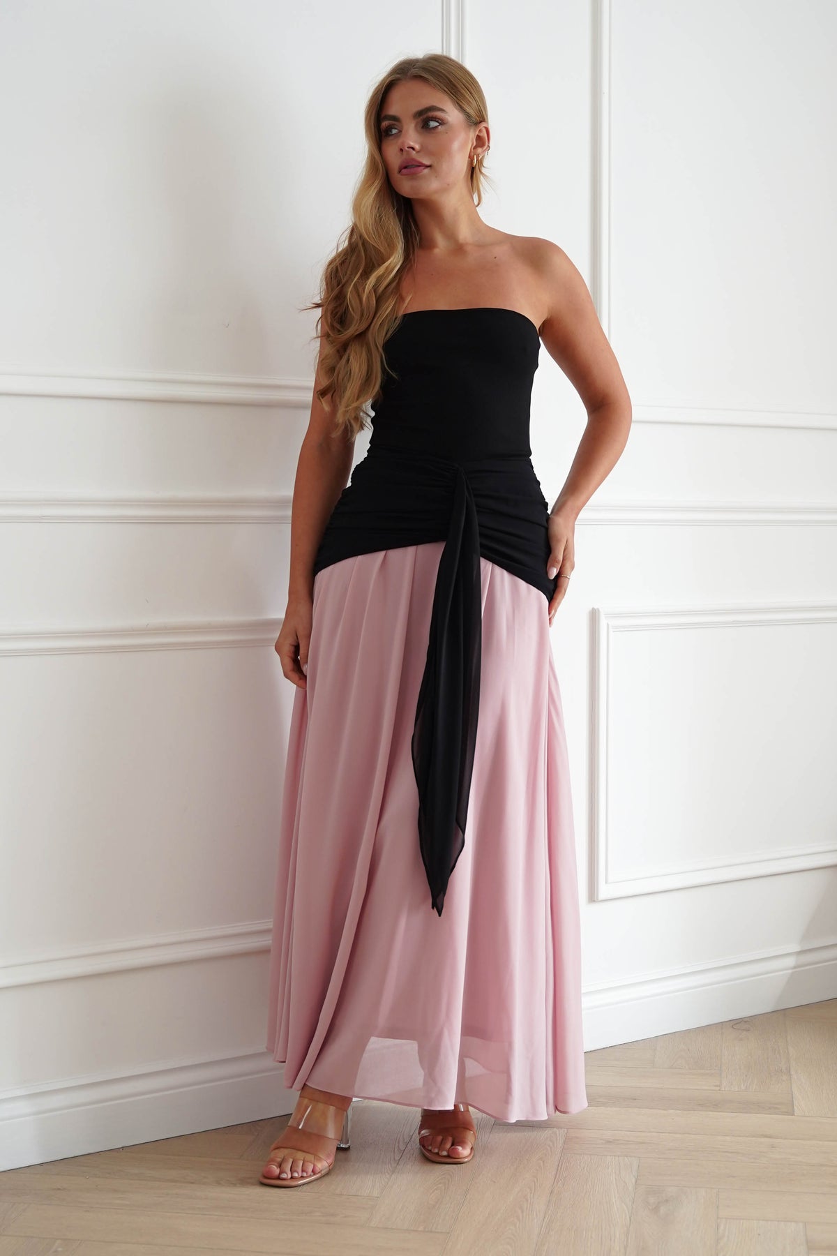Oh Hello Clothing Women > Clothing > Dresses Ashleigh Strapless Midaxi Dress | Black/Pink