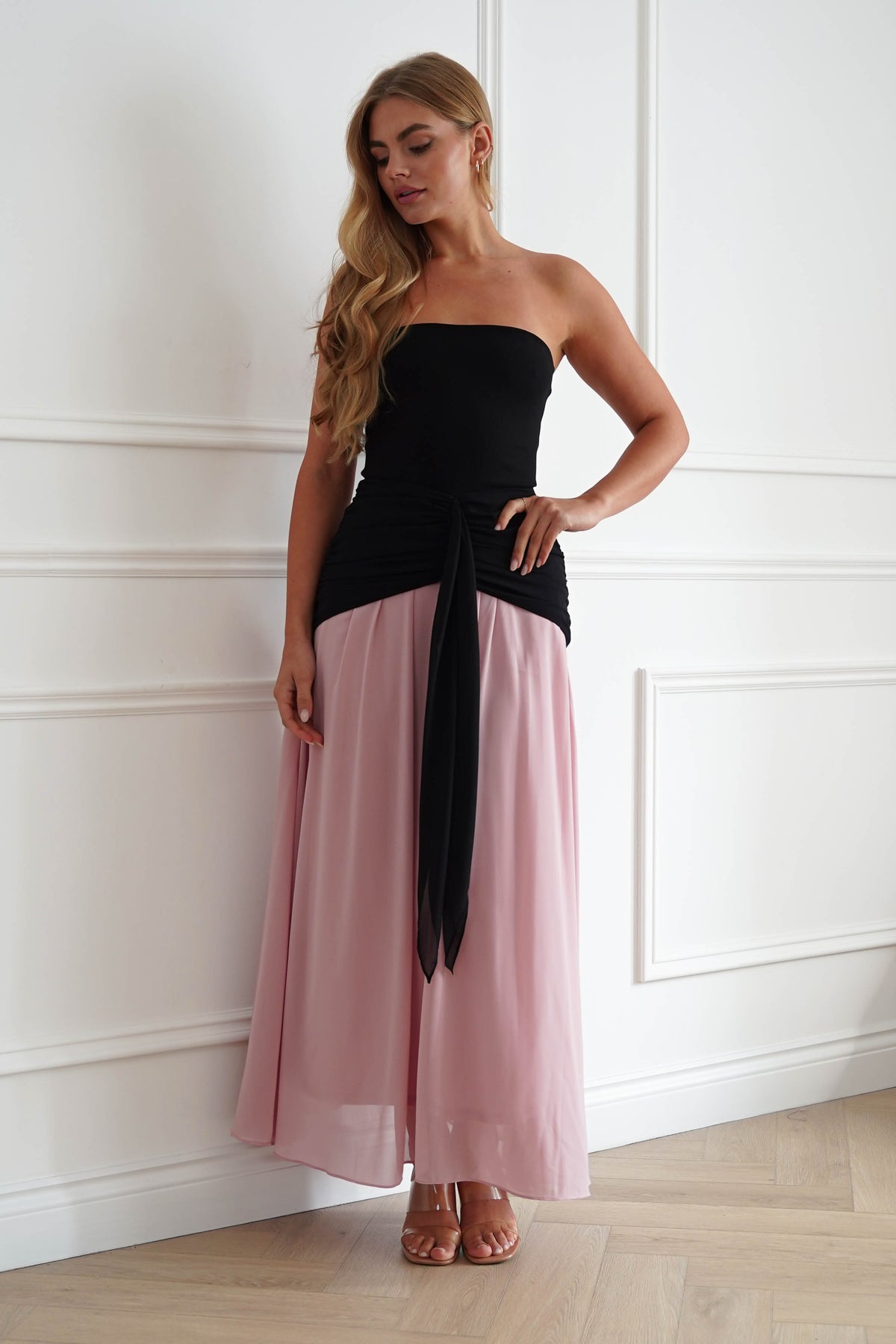 Oh Hello Clothing Women > Clothing > Dresses Ashleigh Strapless Midaxi Dress | Black/Pink