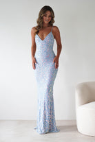Aster Iridescent Beaded Embellished Gown | Blue | Debs & Prom | Formal Gown | Oh Hello Clothing