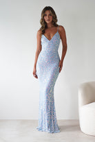 Aster Iridescent Beaded Embellished Gown | Blue | Debs & Prom | Formal Gown | Oh Hello Clothing