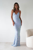 Aster Iridescent Beaded Embellished Gown | Blue | Debs & Prom | Formal Gown | Oh Hello Clothing
