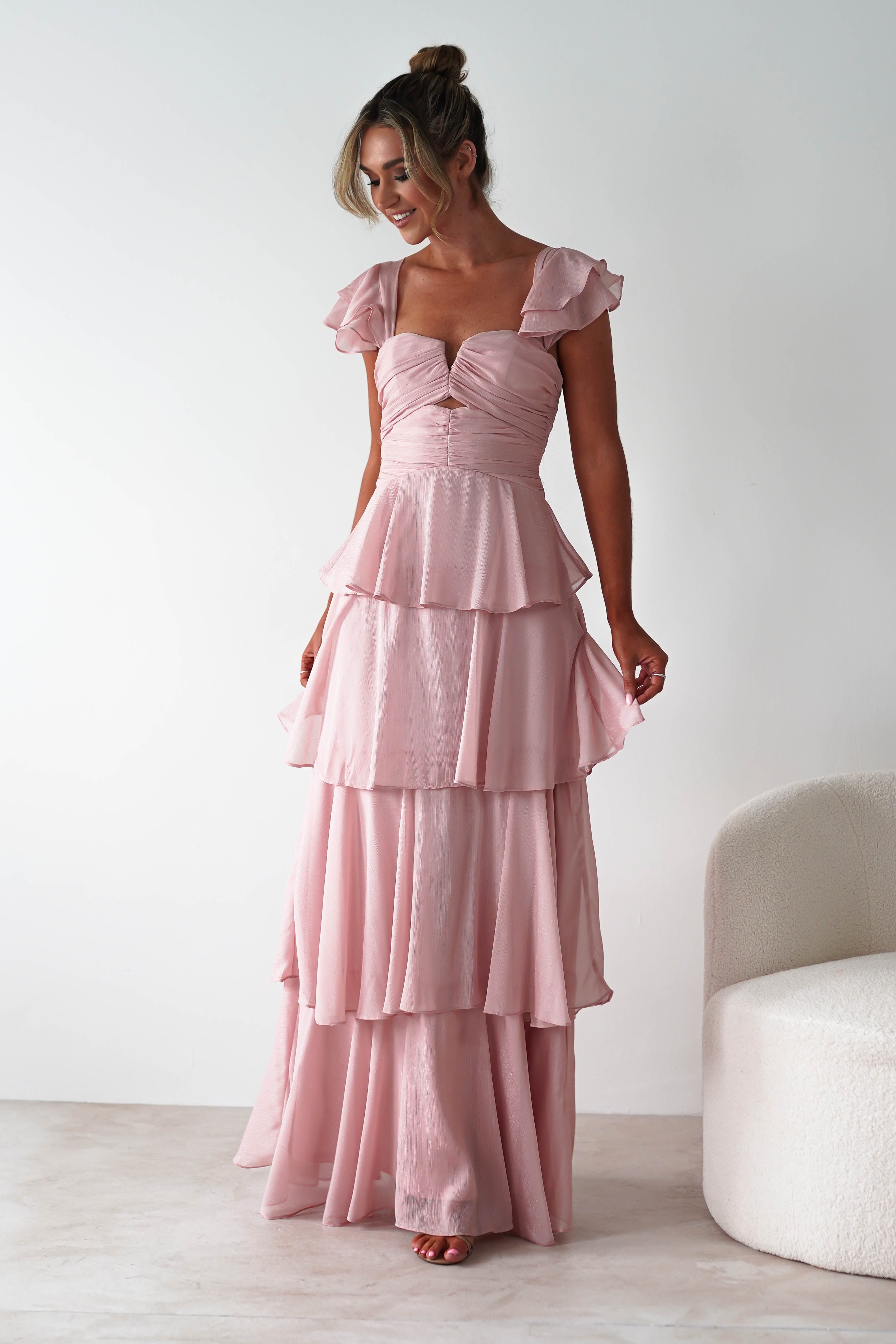 Audette Ruffle Tiered Maxi Dress | Blush - Oh Hello Clothing