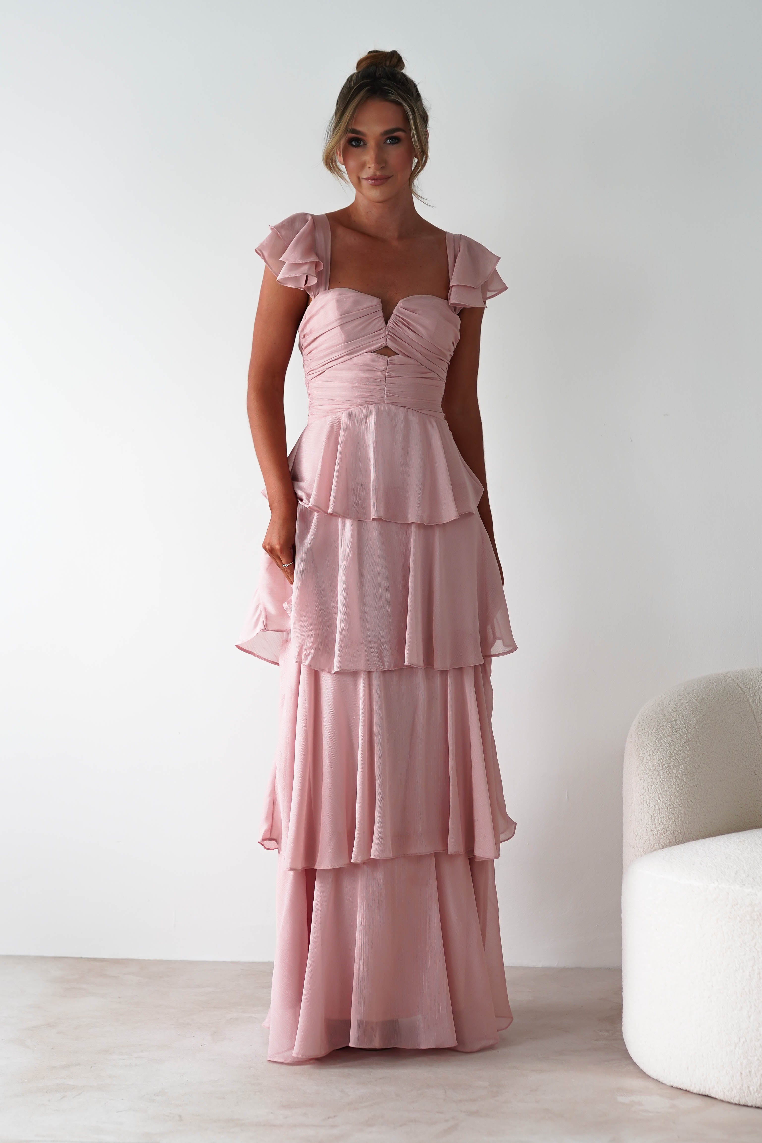 Audette Ruffle Tiered Maxi Dress | Blush - Oh Hello Clothing