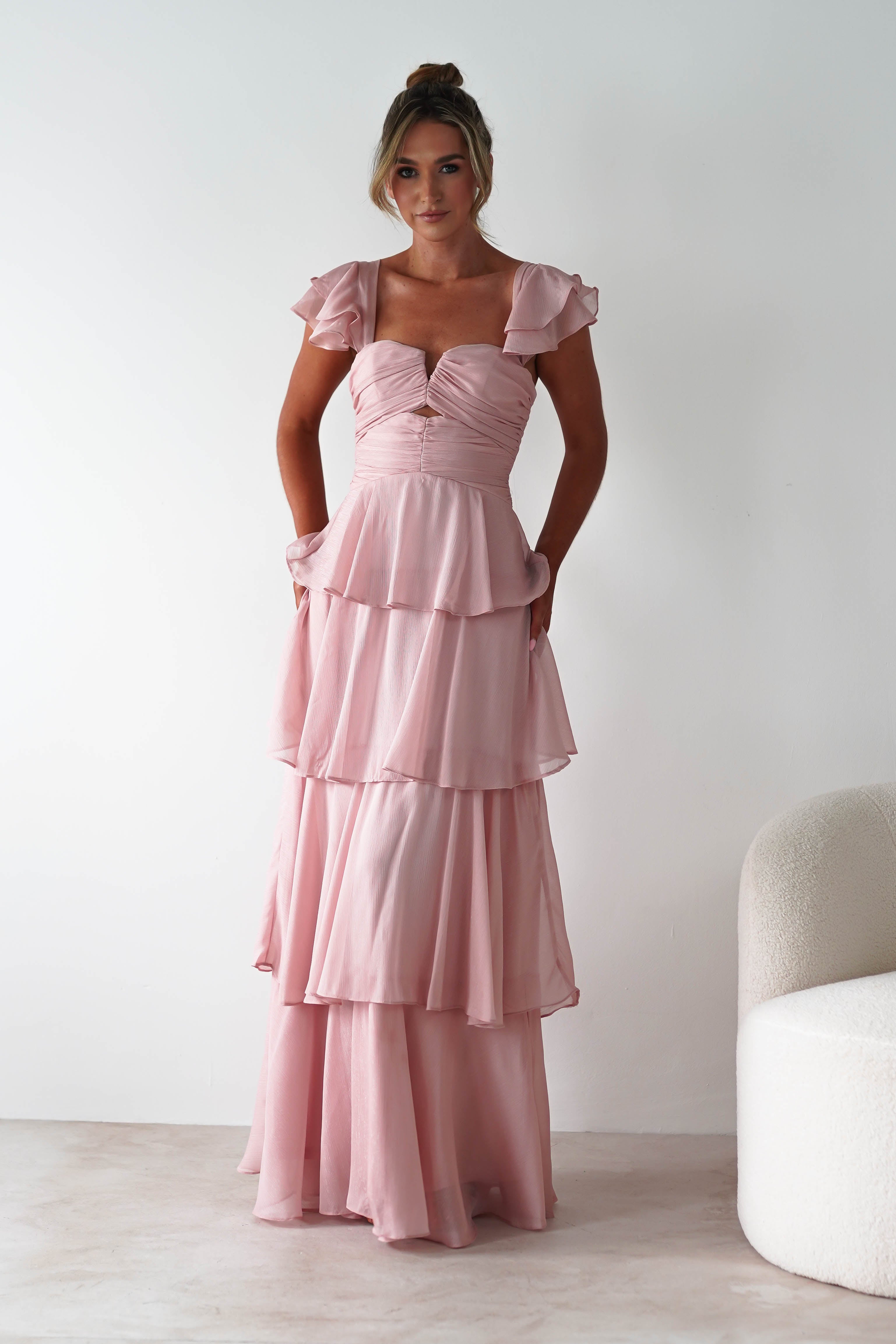 Audette Ruffle Tiered Maxi Dress | Blush - Oh Hello Clothing