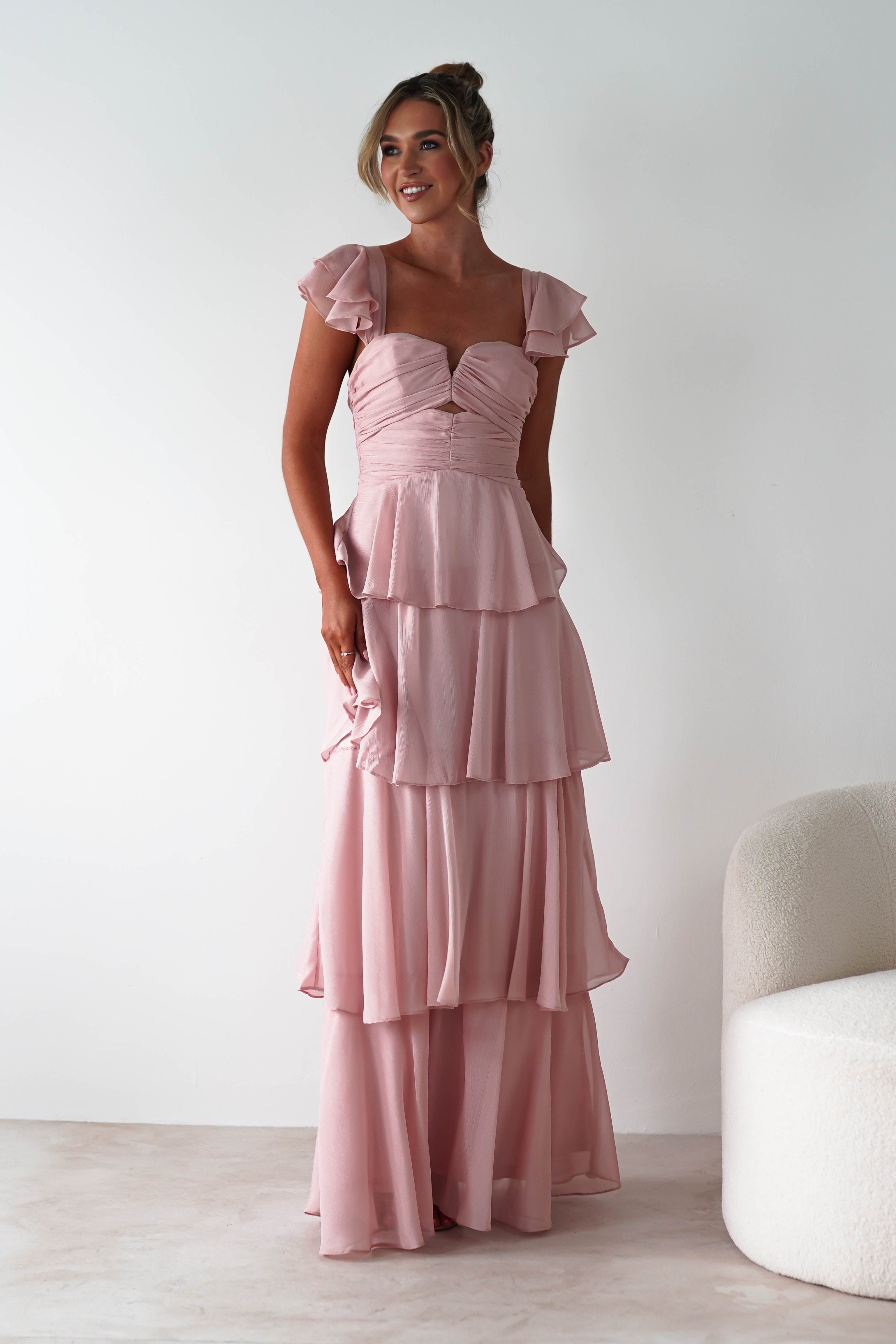 Audette Ruffle Tiered Maxi Dress | Blush - Oh Hello Clothing
