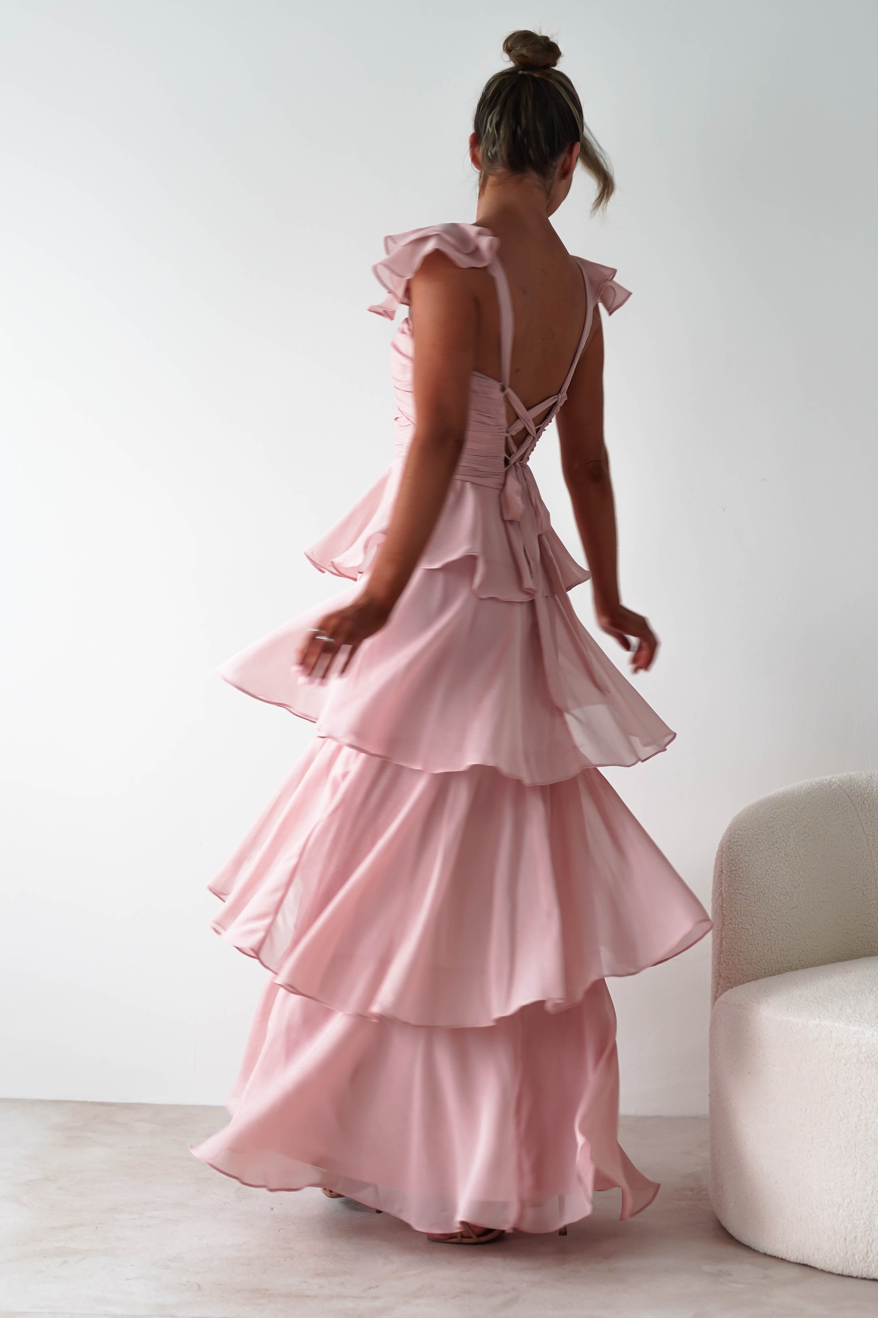Audette Ruffle Tiered Maxi Dress | Blush - Oh Hello Clothing