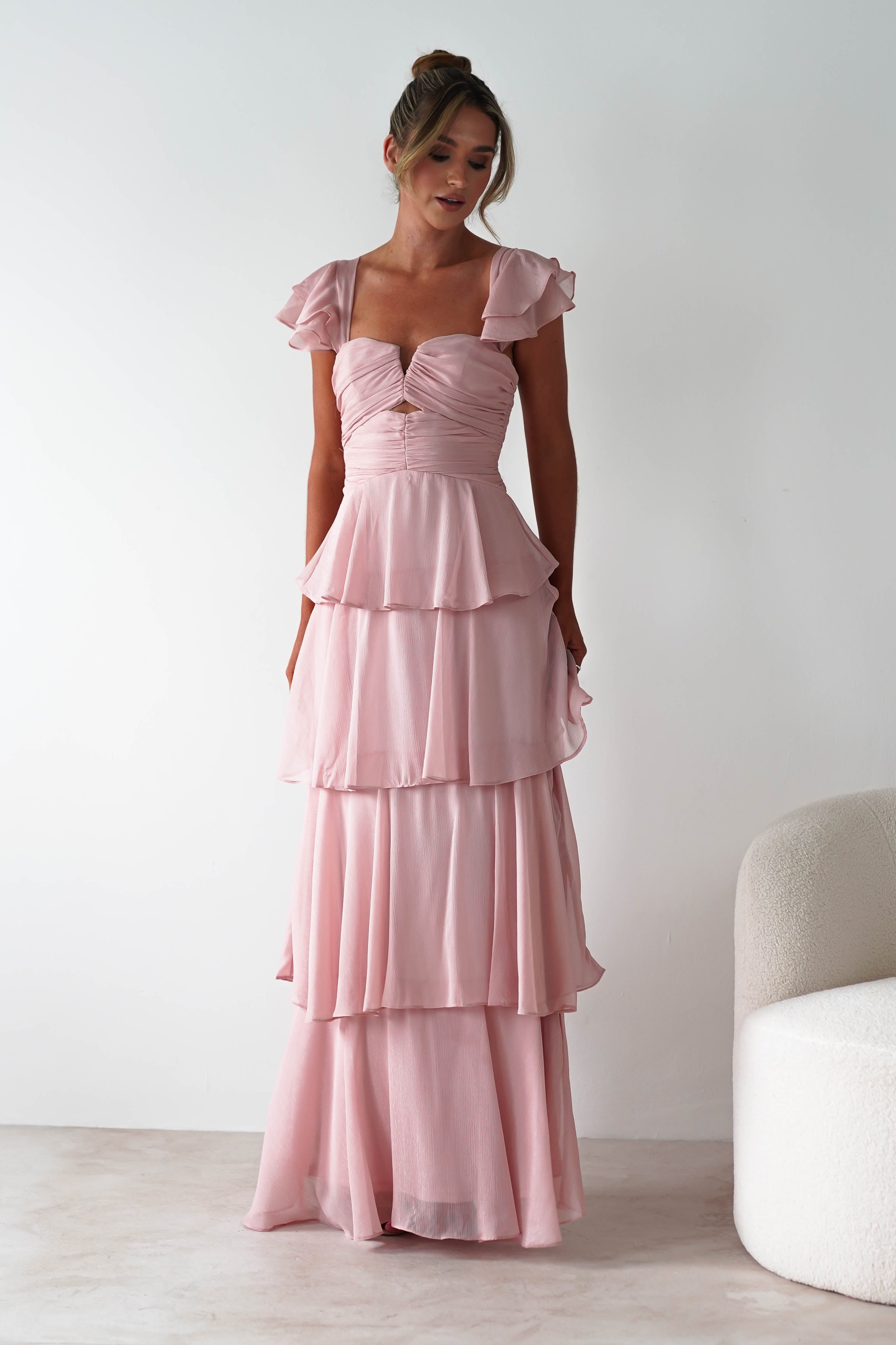 Audette Ruffle Tiered Maxi Dress | Blush - Oh Hello Clothing