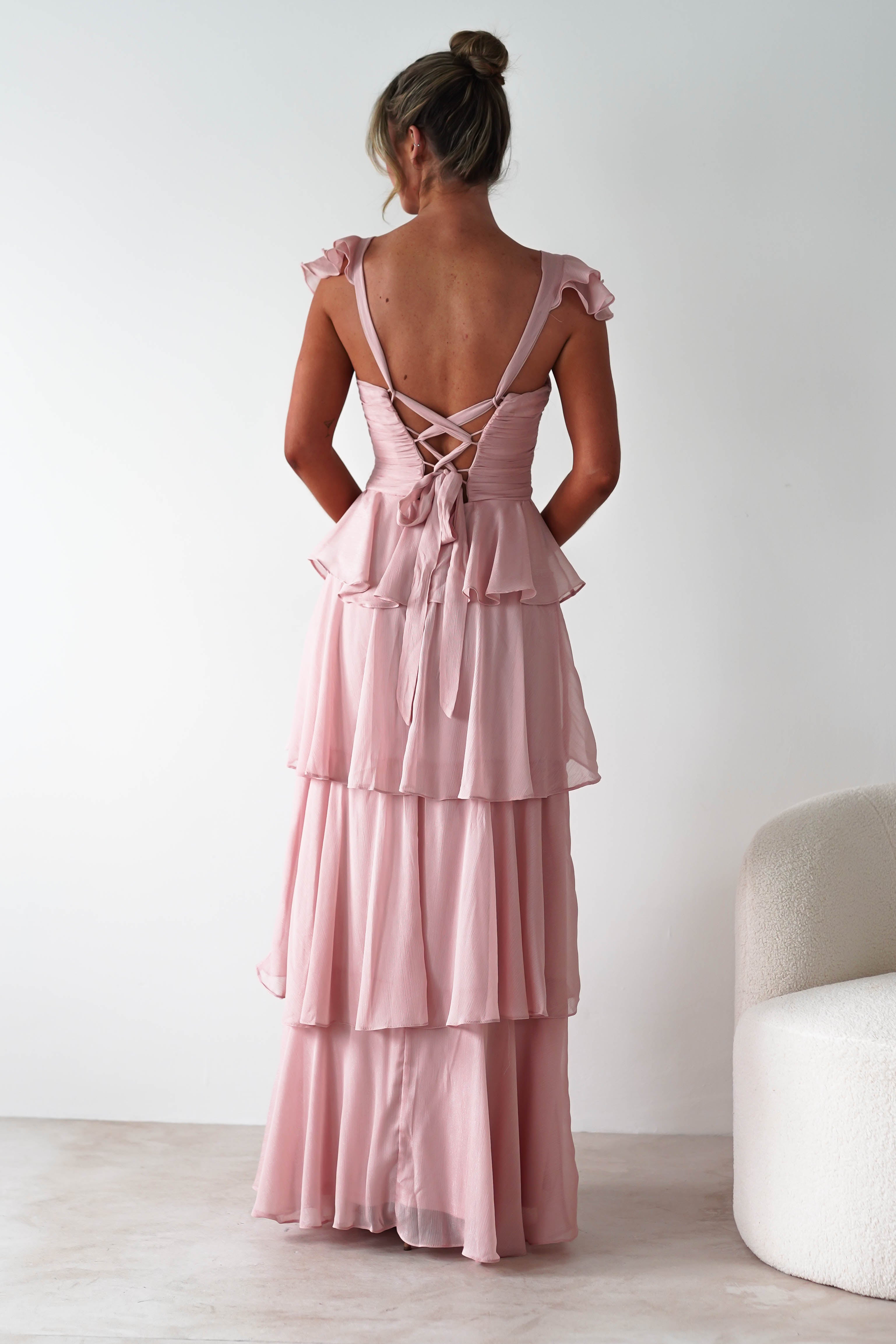 Audette Ruffle Tiered Maxi Dress | Blush - Oh Hello Clothing