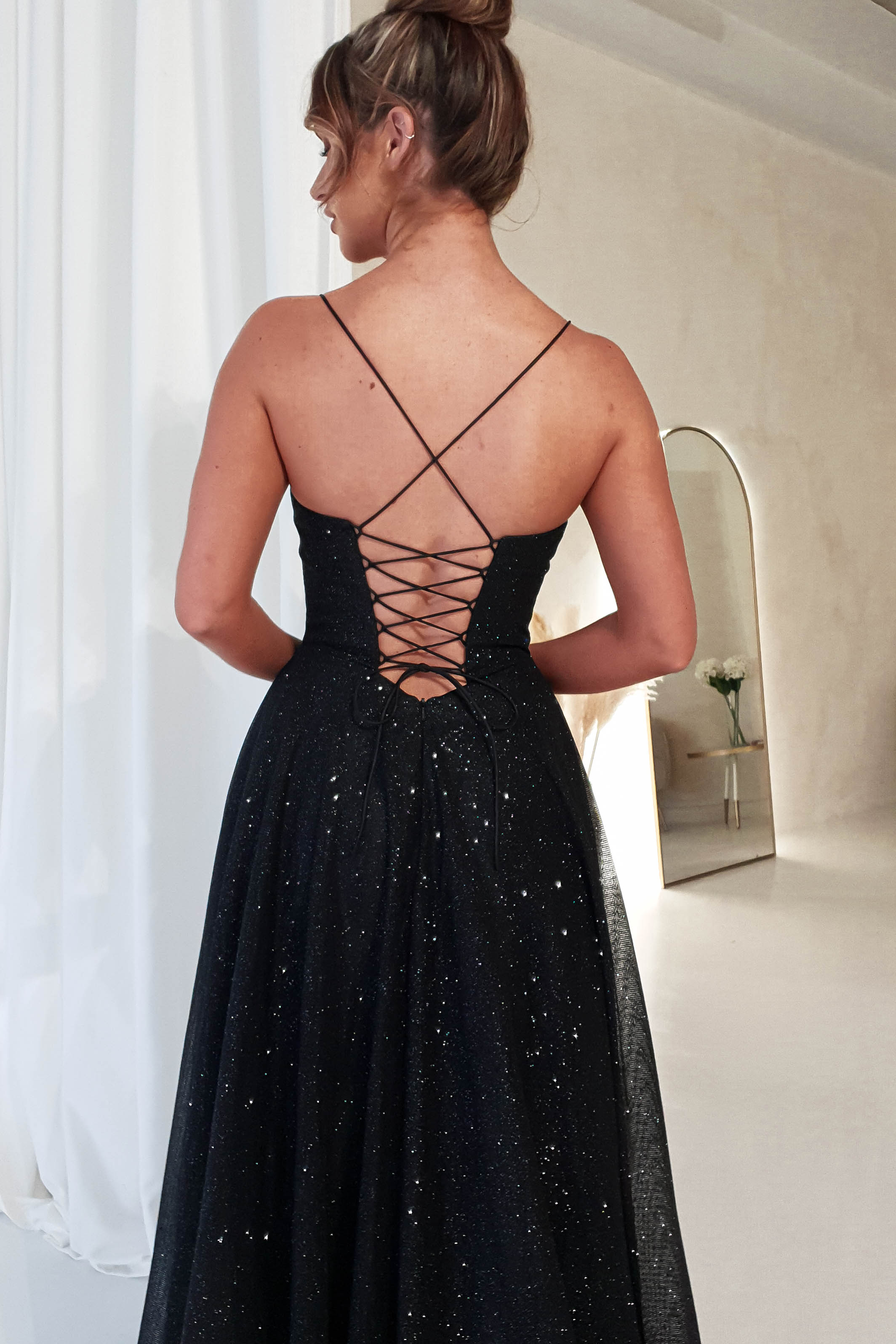 Aurora Corset Glitter Gown | Black