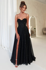 Aurora Corset Glitter Gown | Black