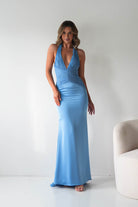 Oh Hello Clothing Women > Clothing > Dresses Austin Bodycon Halterneck Maxi Dress | Cornflower Blue