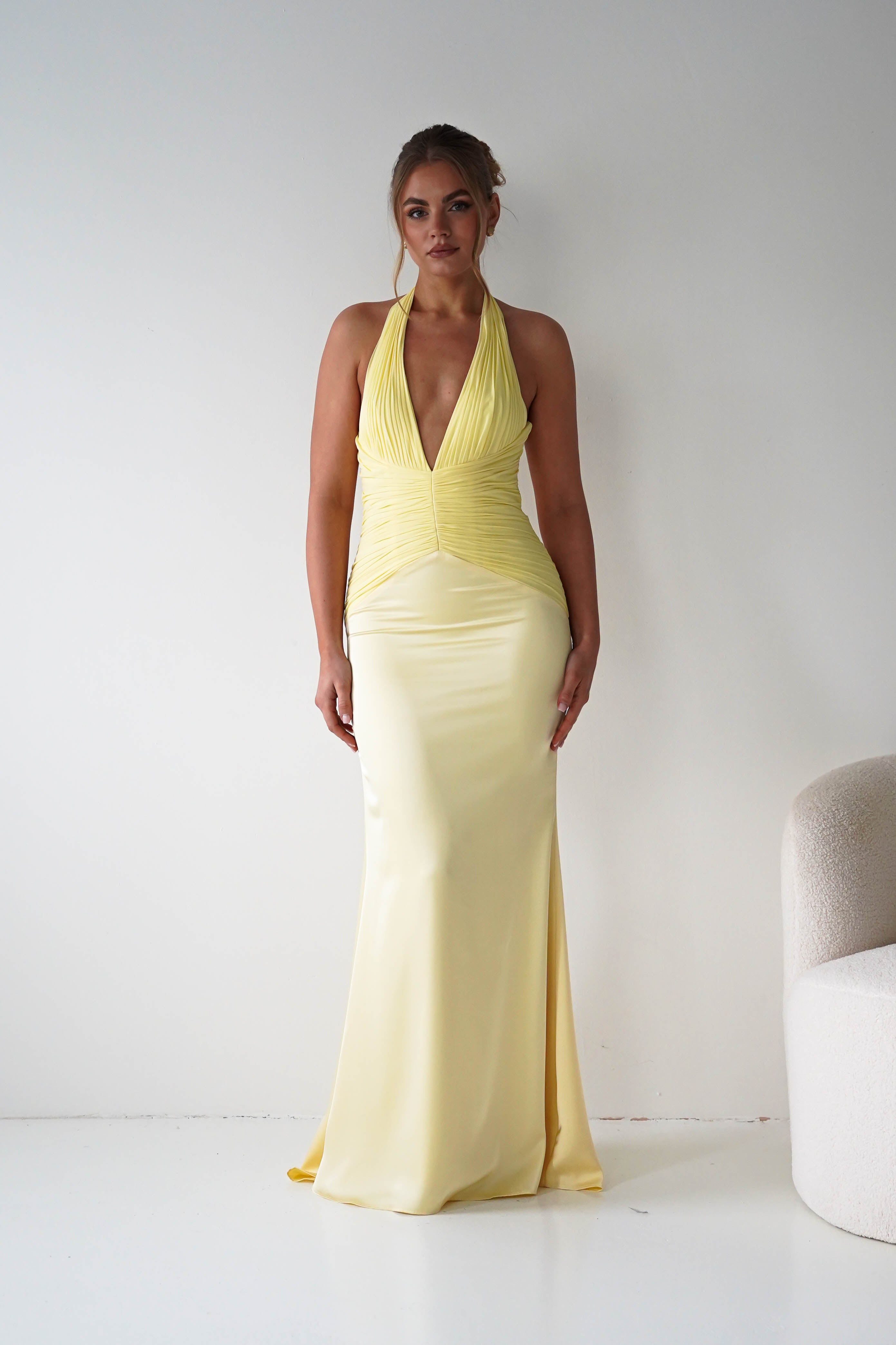 Oh Hello Clothing Women > Clothing > Dresses Austin Bodycon Halterneck Maxi Dress | Yellow