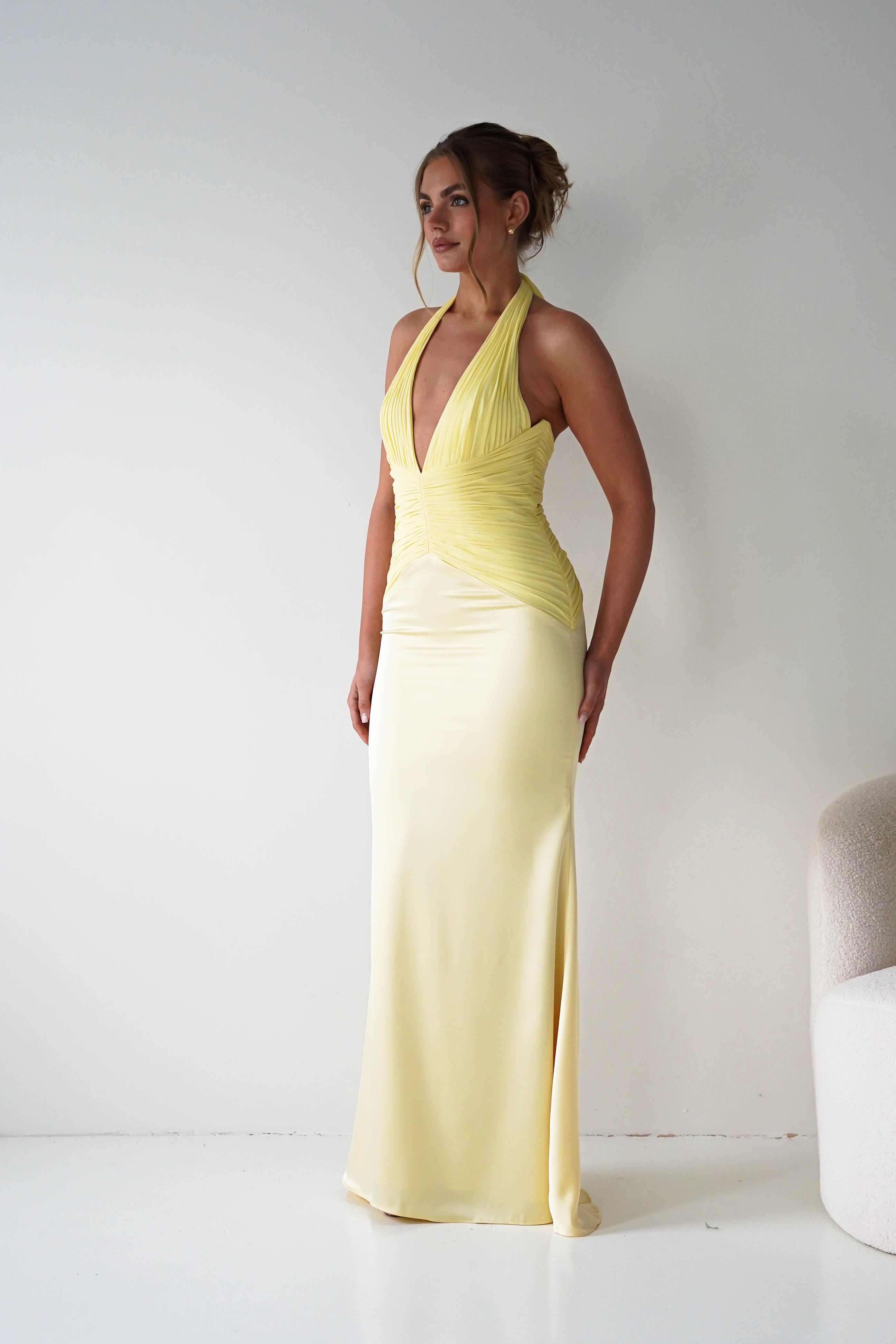 Oh Hello Clothing Women > Clothing > Dresses Austin Bodycon Halterneck Maxi Dress | Yellow