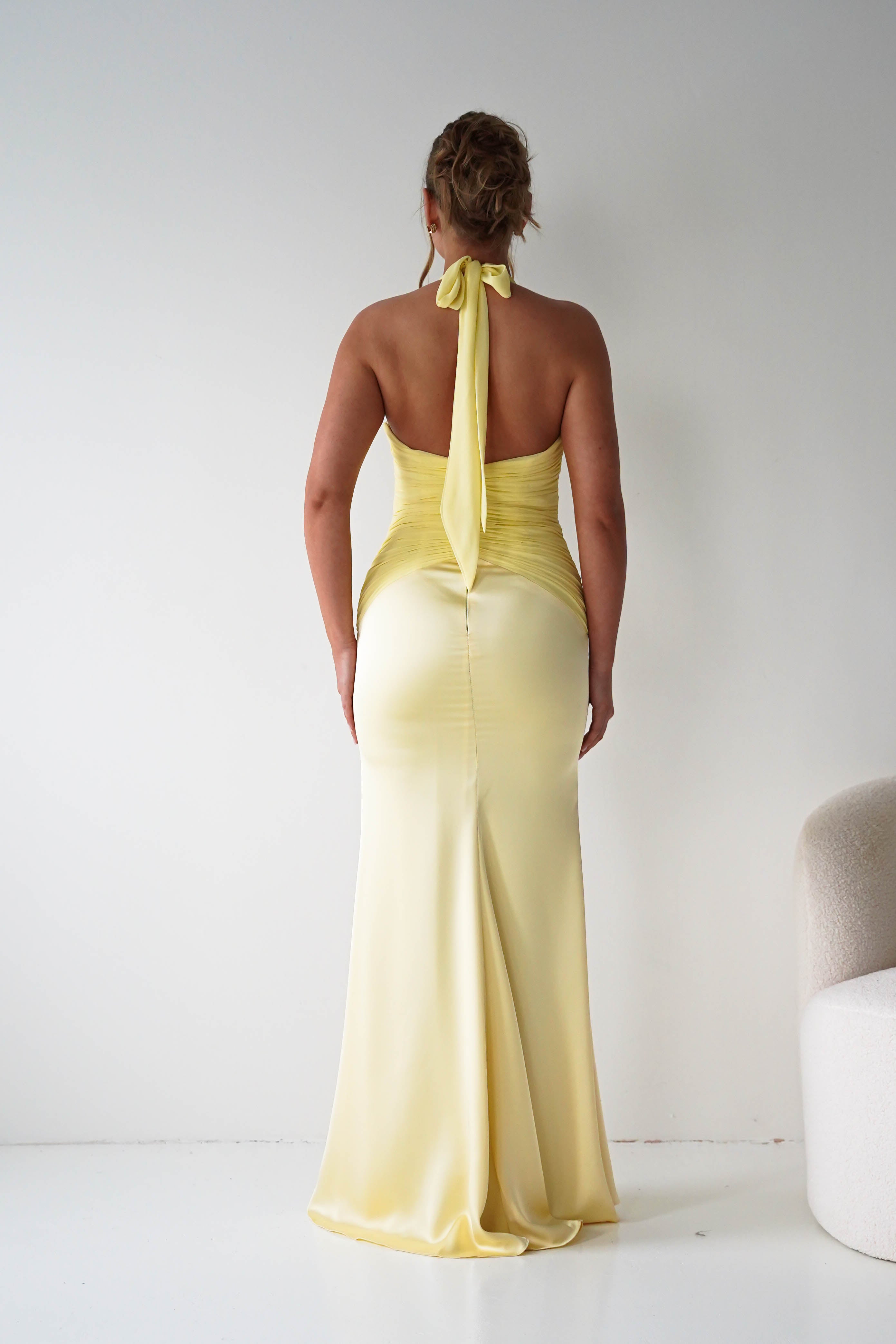 Austin Bodycon Halterneck Maxi Dress | Yellow M (10) Austin Bodycon Halterneck Maxi Dress | Yellow M (10)