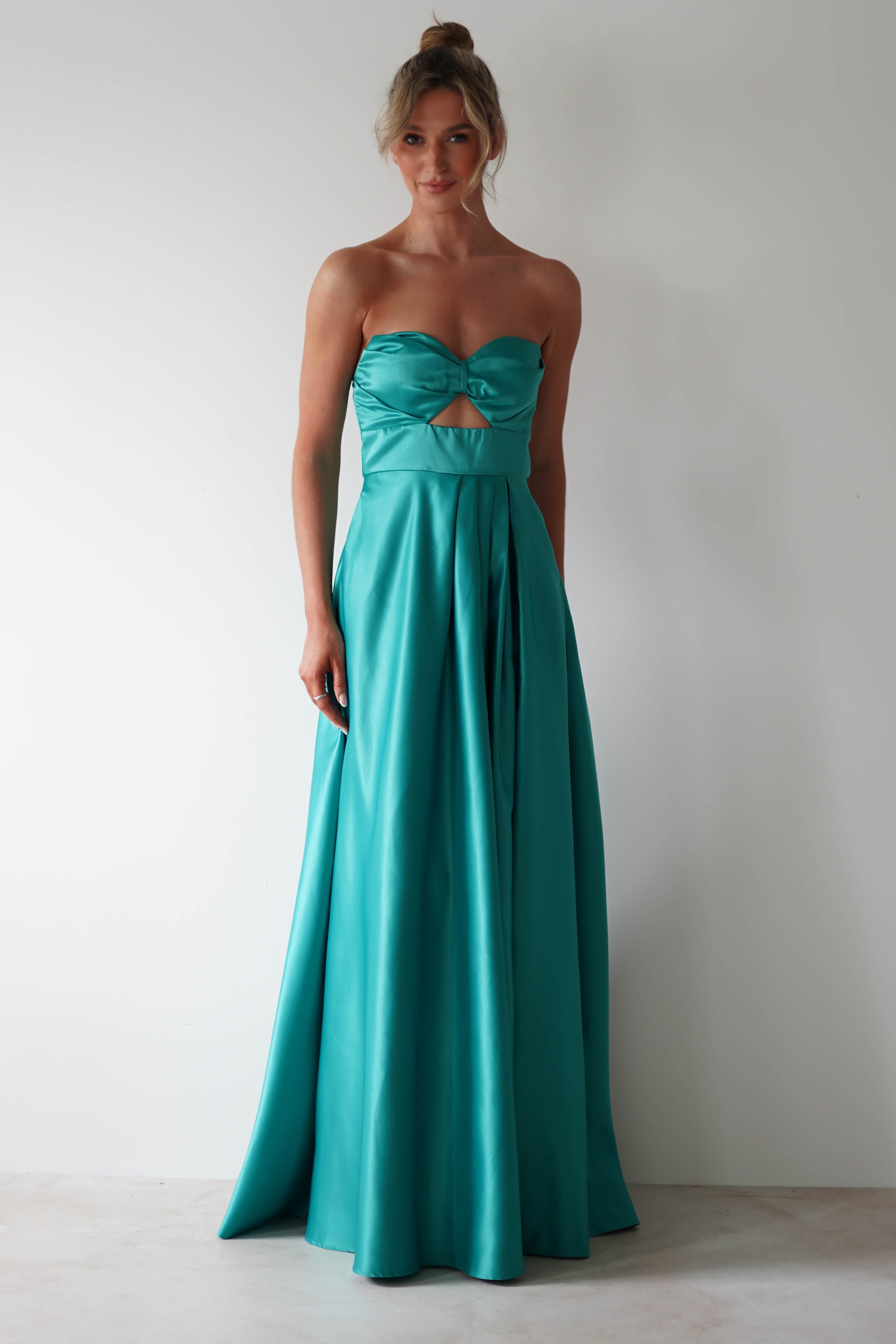 Ava Strapless Maxi Dress | Green