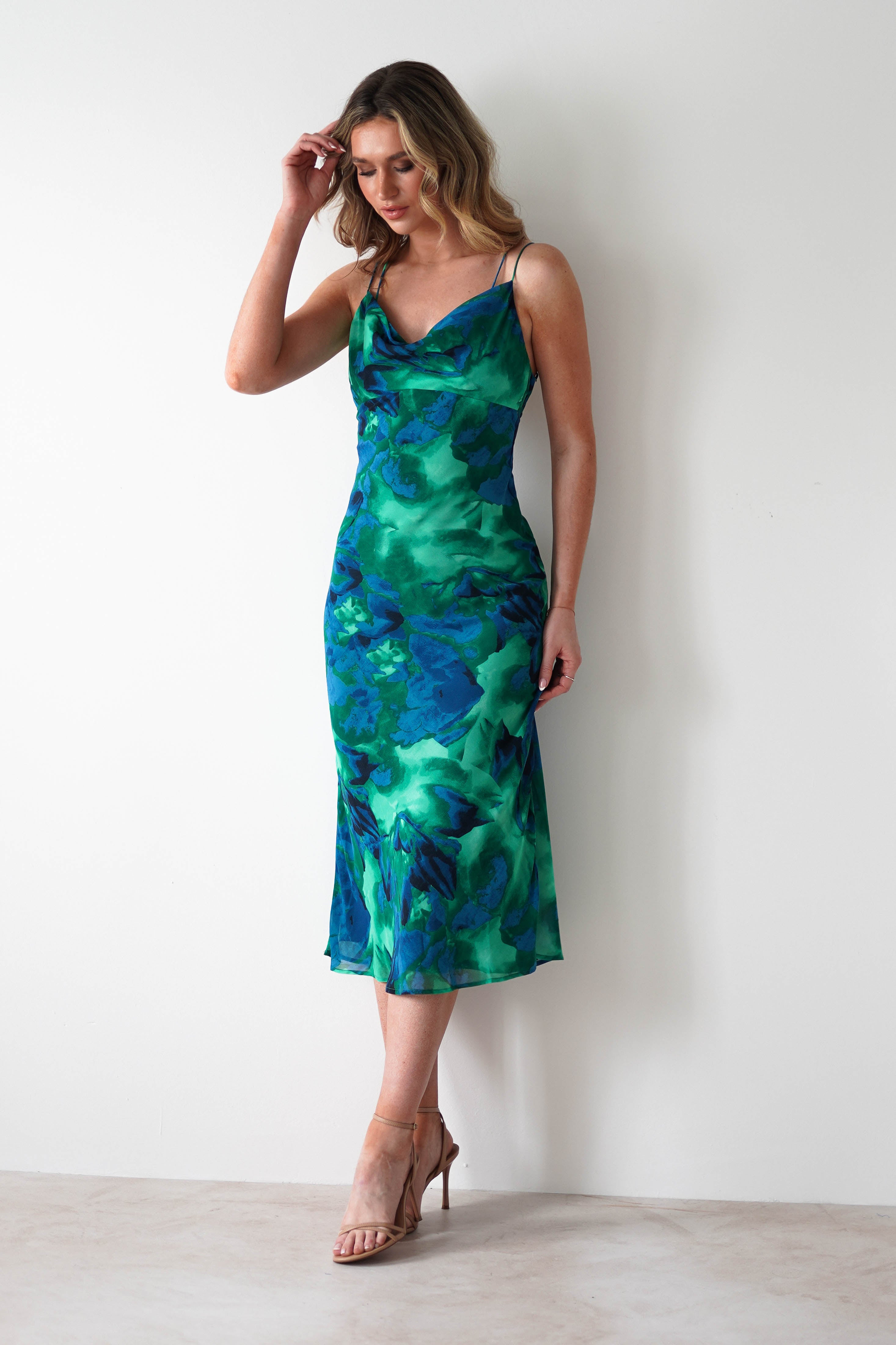 Bali Printed Midi Dress | Green Print