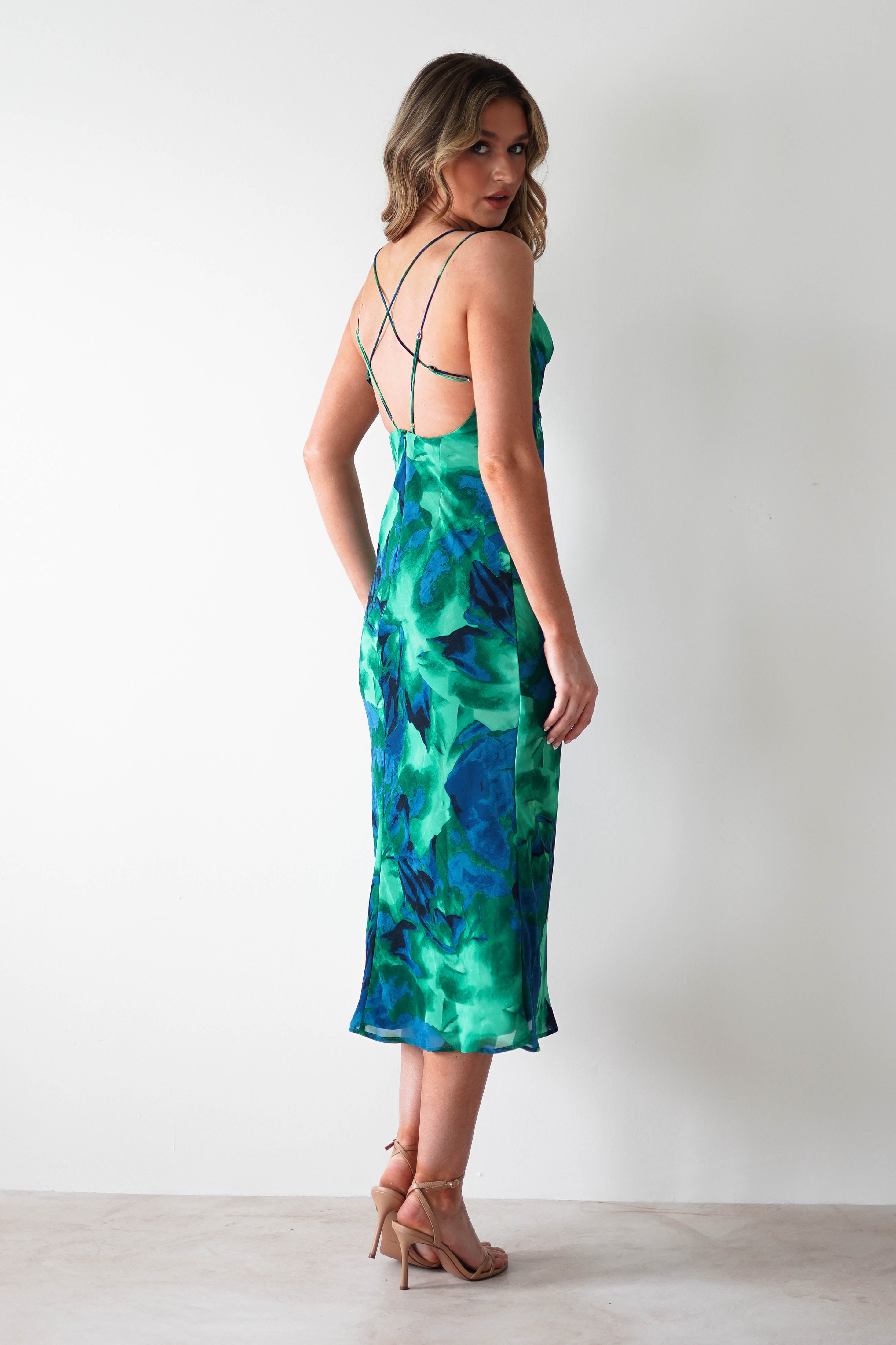 Bali Printed Midi Dress | Green Print