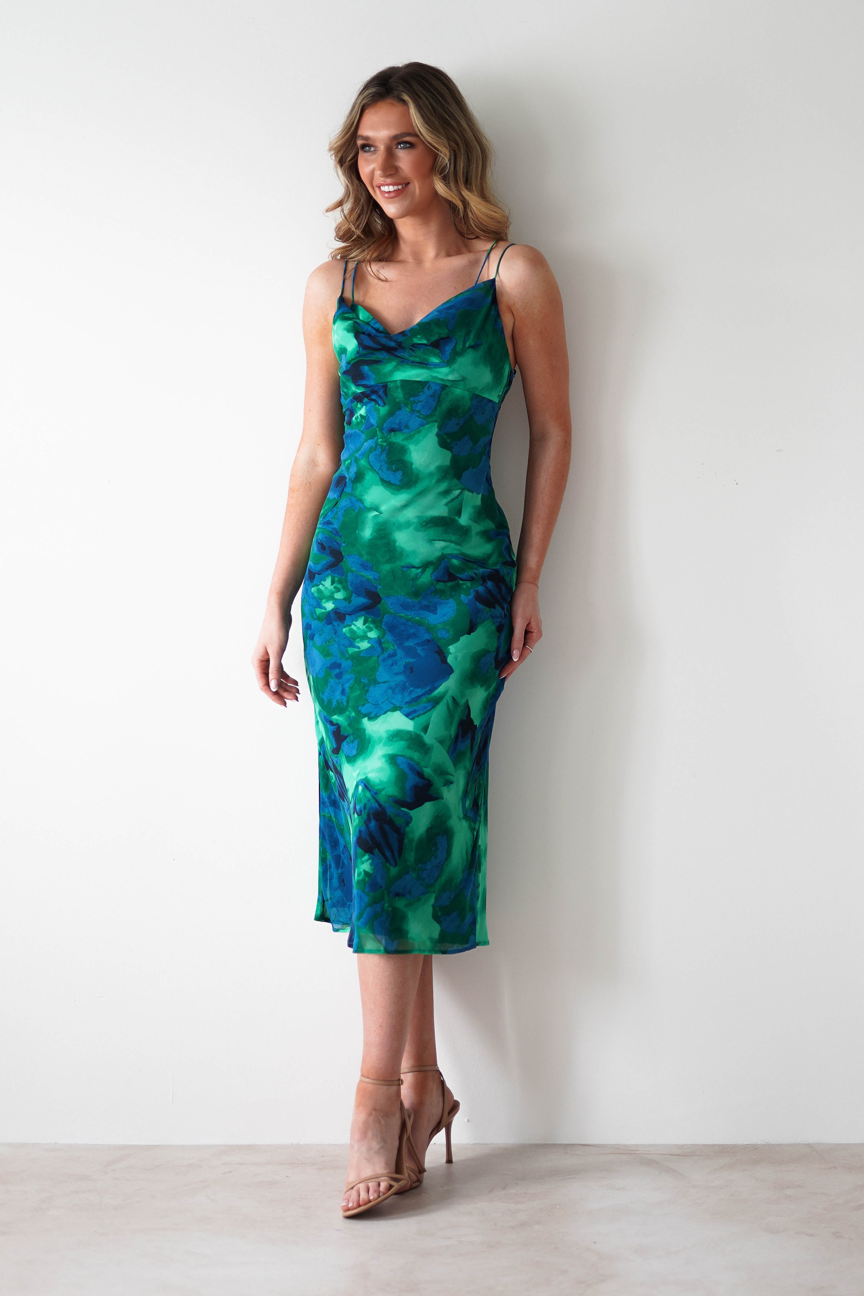 Bali Printed Midi Dress | Green Print