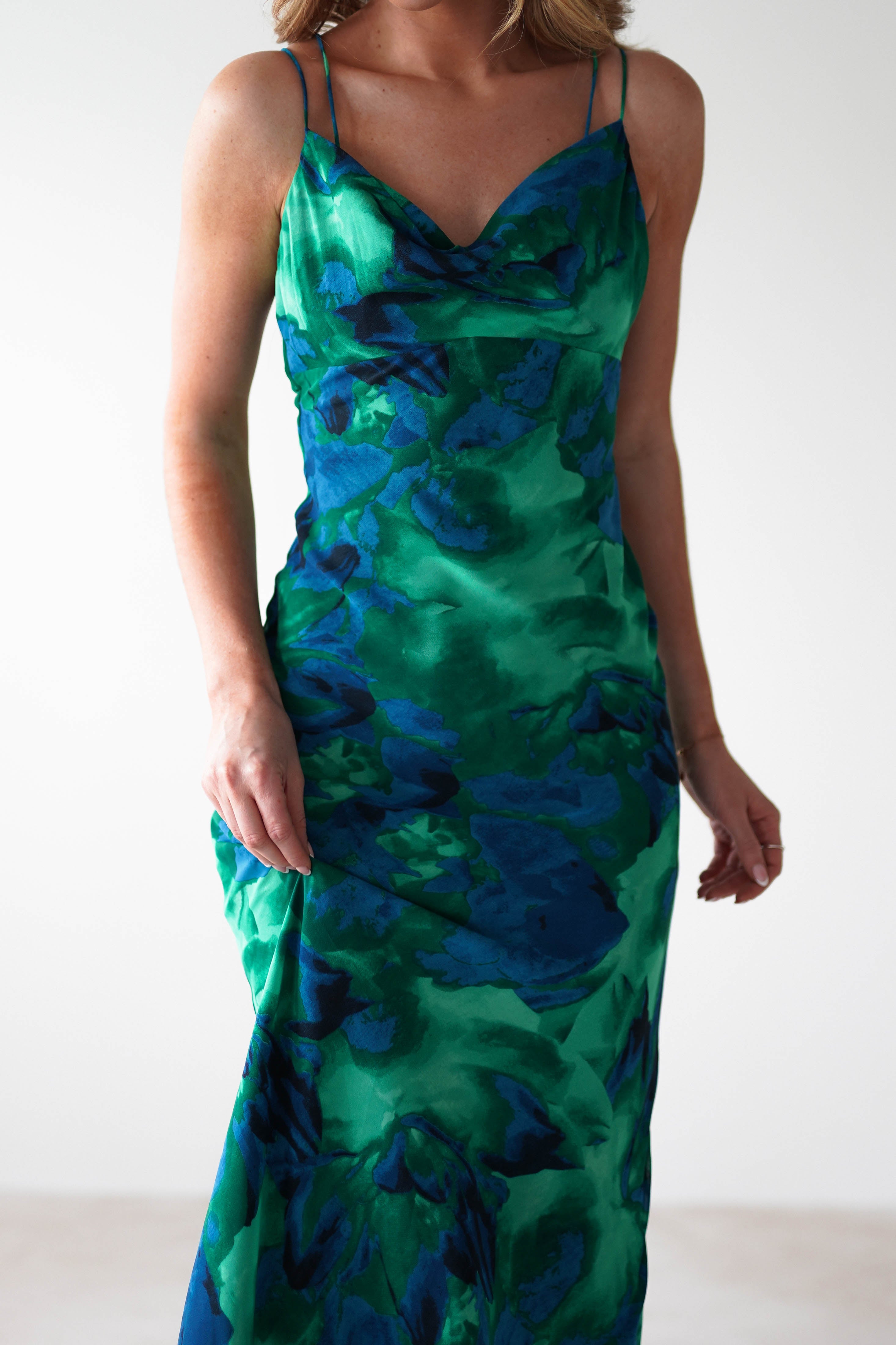 Bali Printed Midi Dress | Green Print