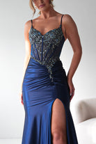 Oh Hello Clothing Dresses > Prom Dresses Becca Embellished Corset Evening Gown | Navy