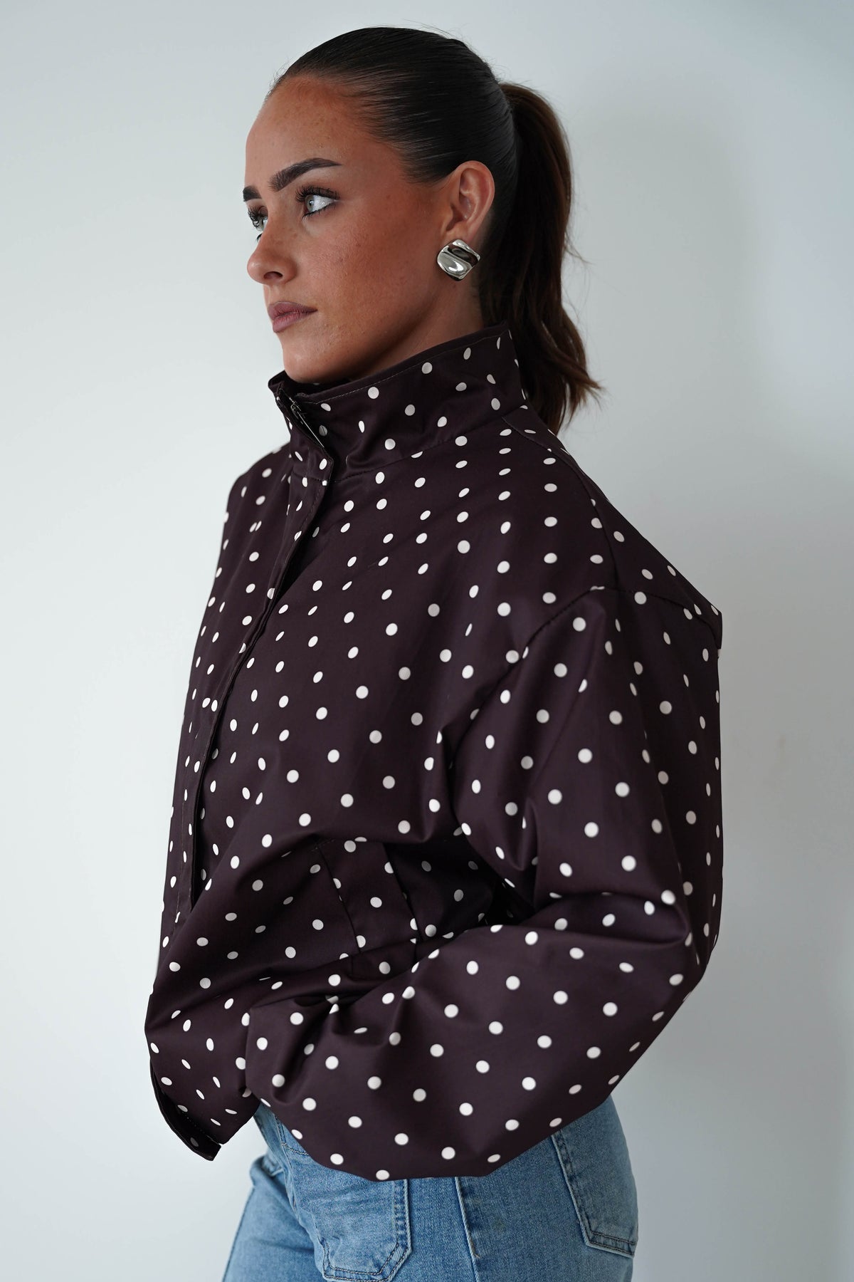 Emma & Ashley ONE SIZE (8-12) Becca Polka Dot Jacket | Brown